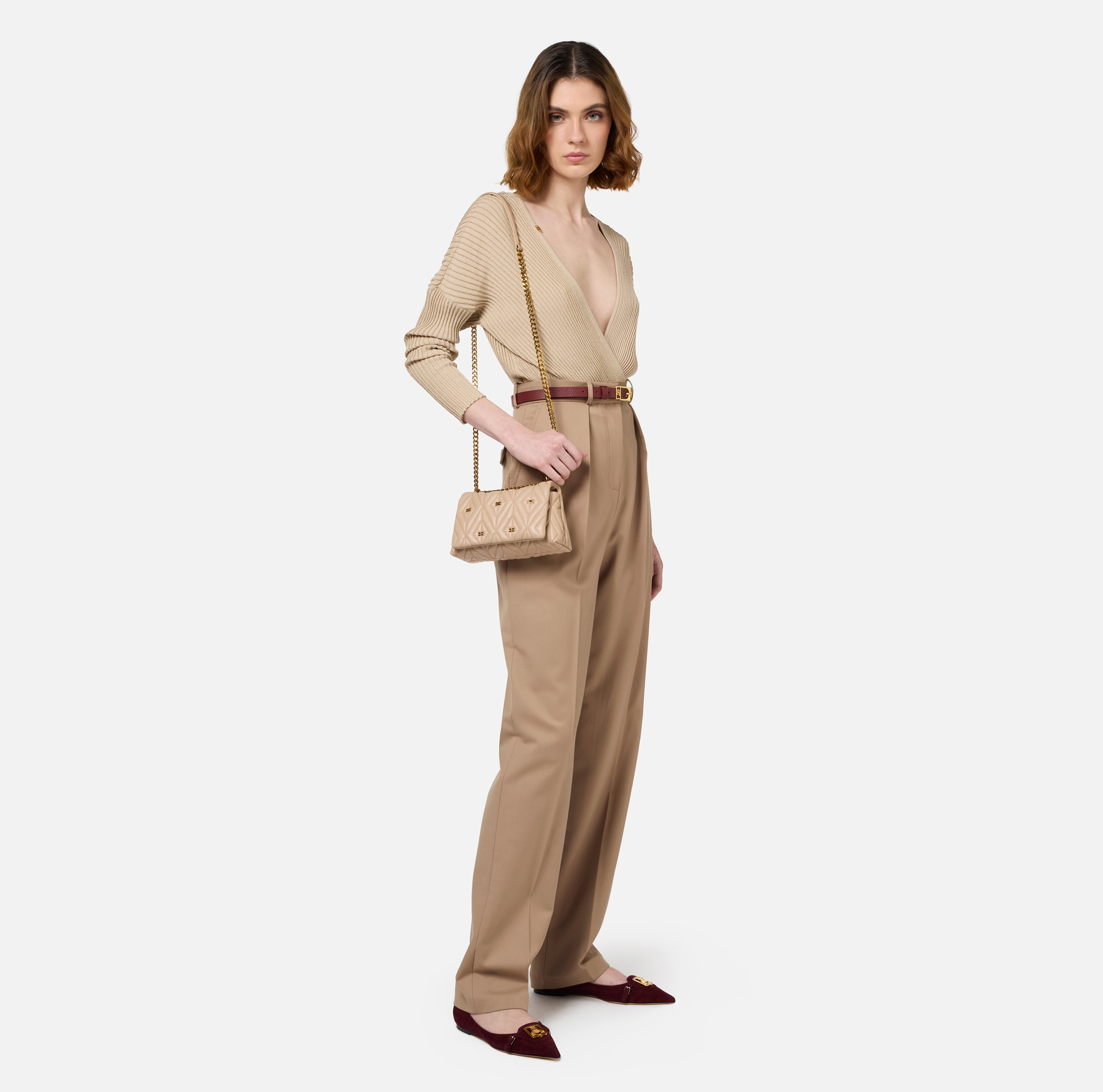 Bodysuit in narrow-ribbed lurex and viscose fabric | Elisabetta Franchi® Outlet