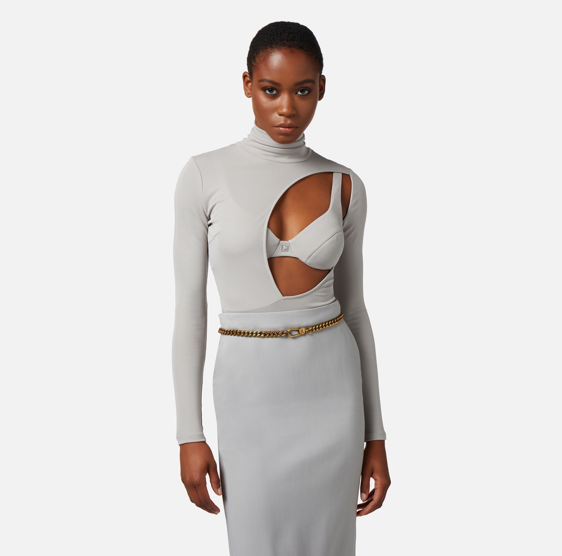 Jersey bodysuit with cut-out and bra | Elisabetta Franchi® Outlet
