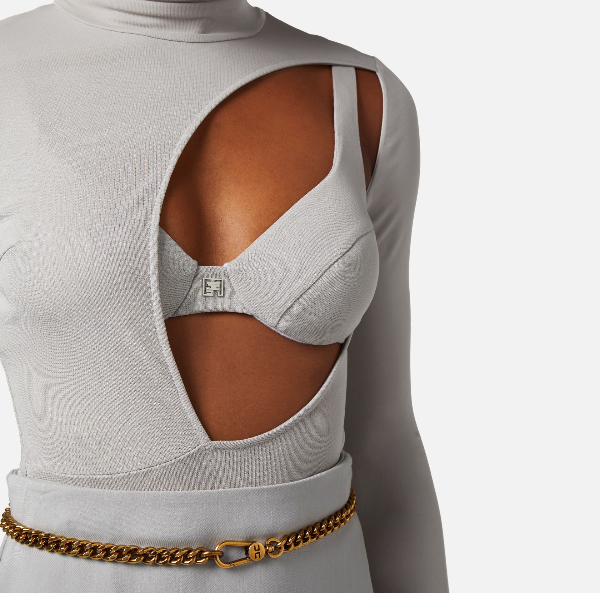 Jersey bodysuit with cut-out and bra | Elisabetta Franchi® Outlet