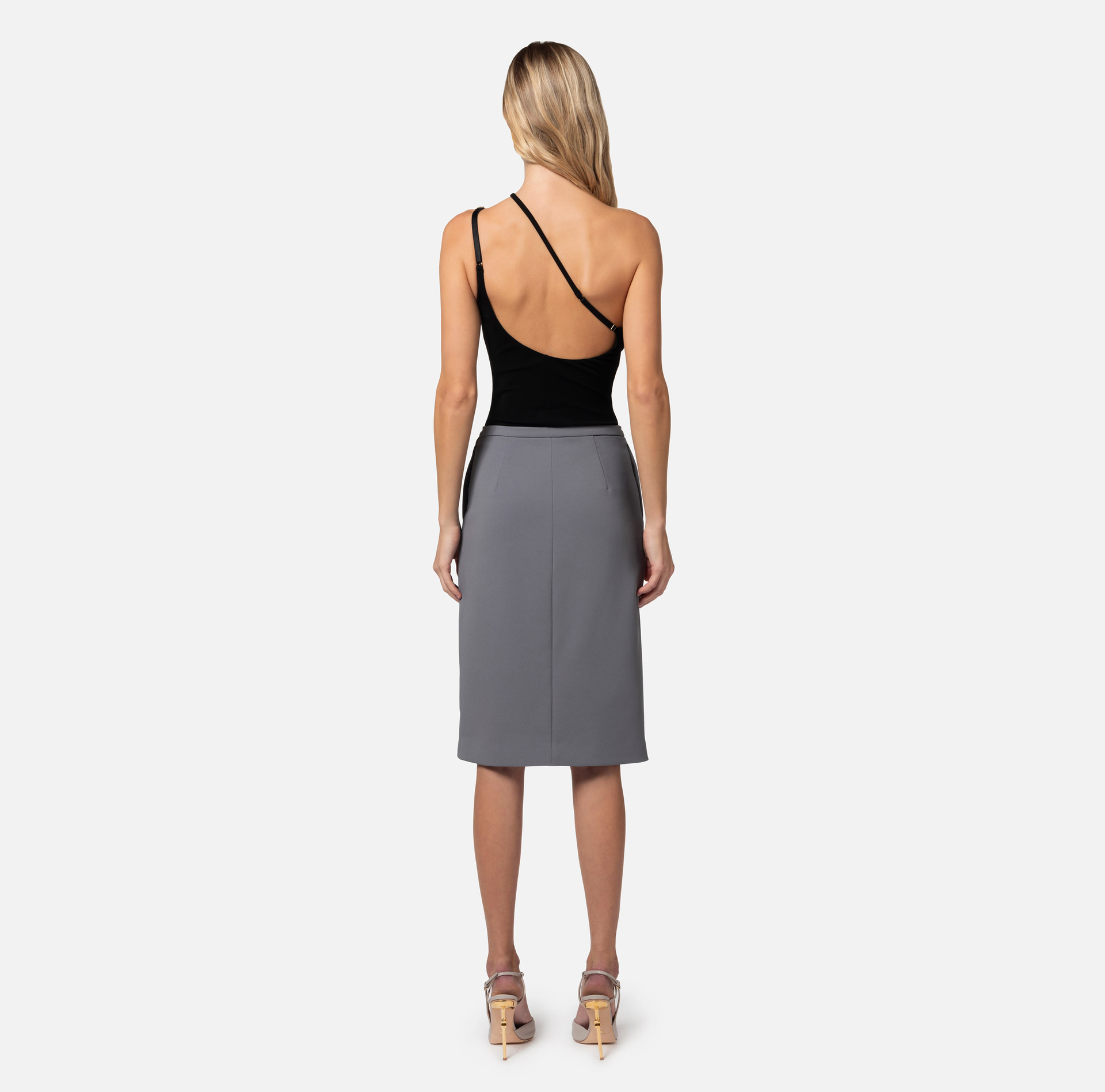 Bodysuit in jersey fabric with asymmetric neckline - Elisabetta Franchi® Outlet