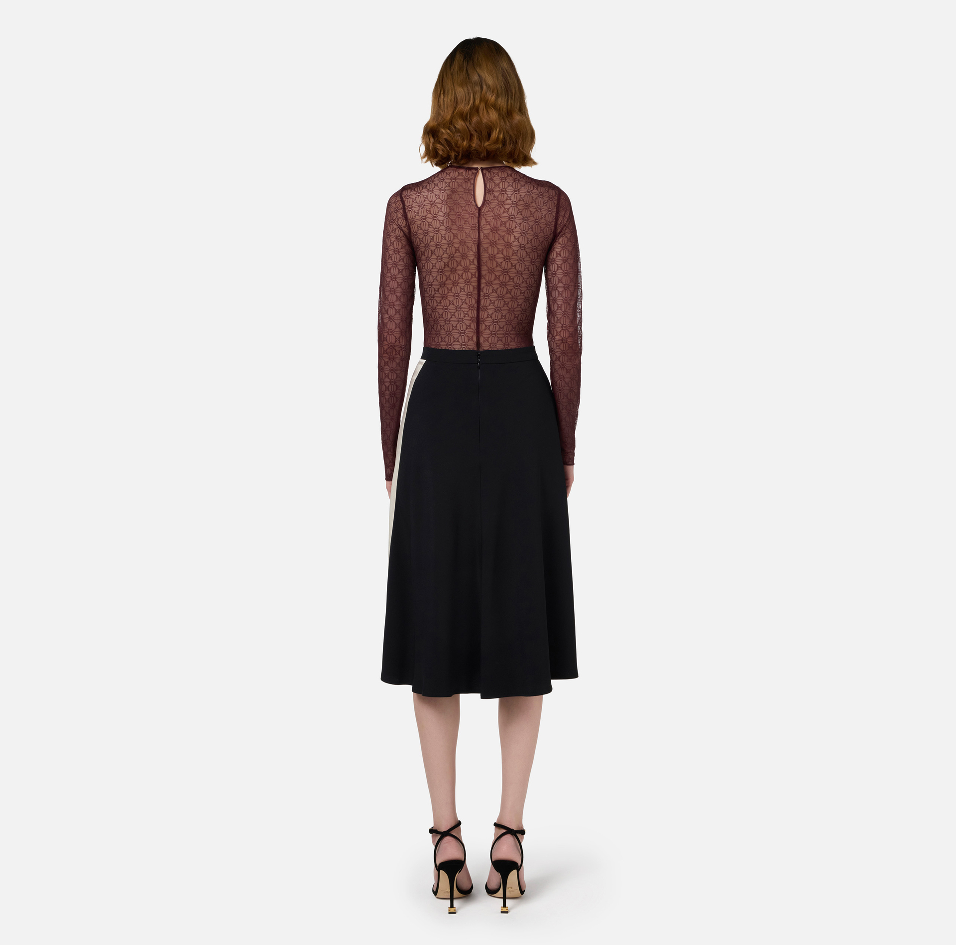 Body aus Jacquard-Tüll mit Cups | Elisabetta Franchi® Outlet