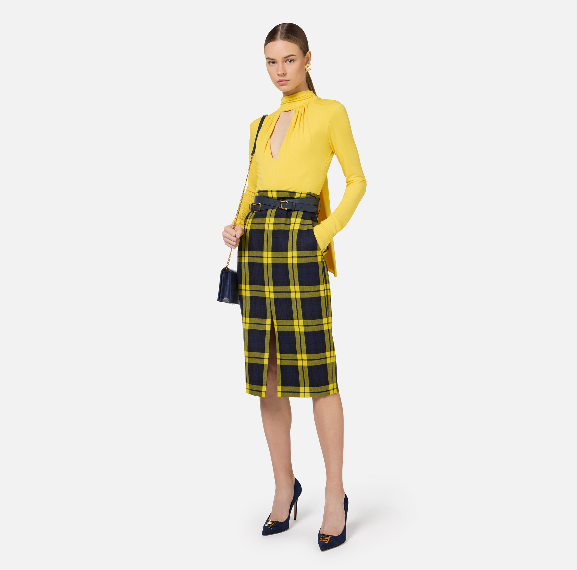Tie neck bodysuit in jersey fabric | Elisabetta Franchi® Outlet