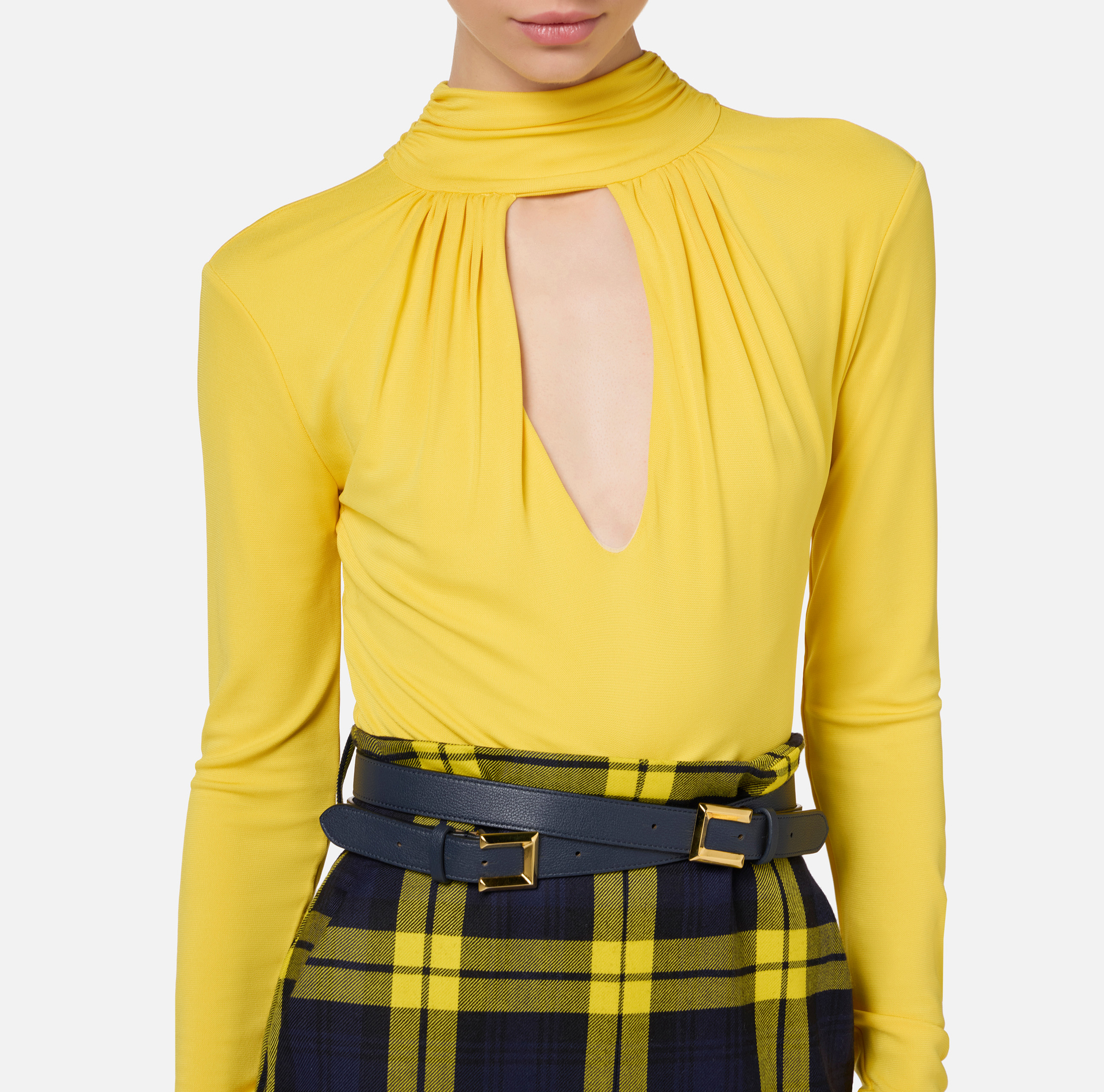 Tie neck bodysuit in jersey fabric | Elisabetta Franchi® Outlet