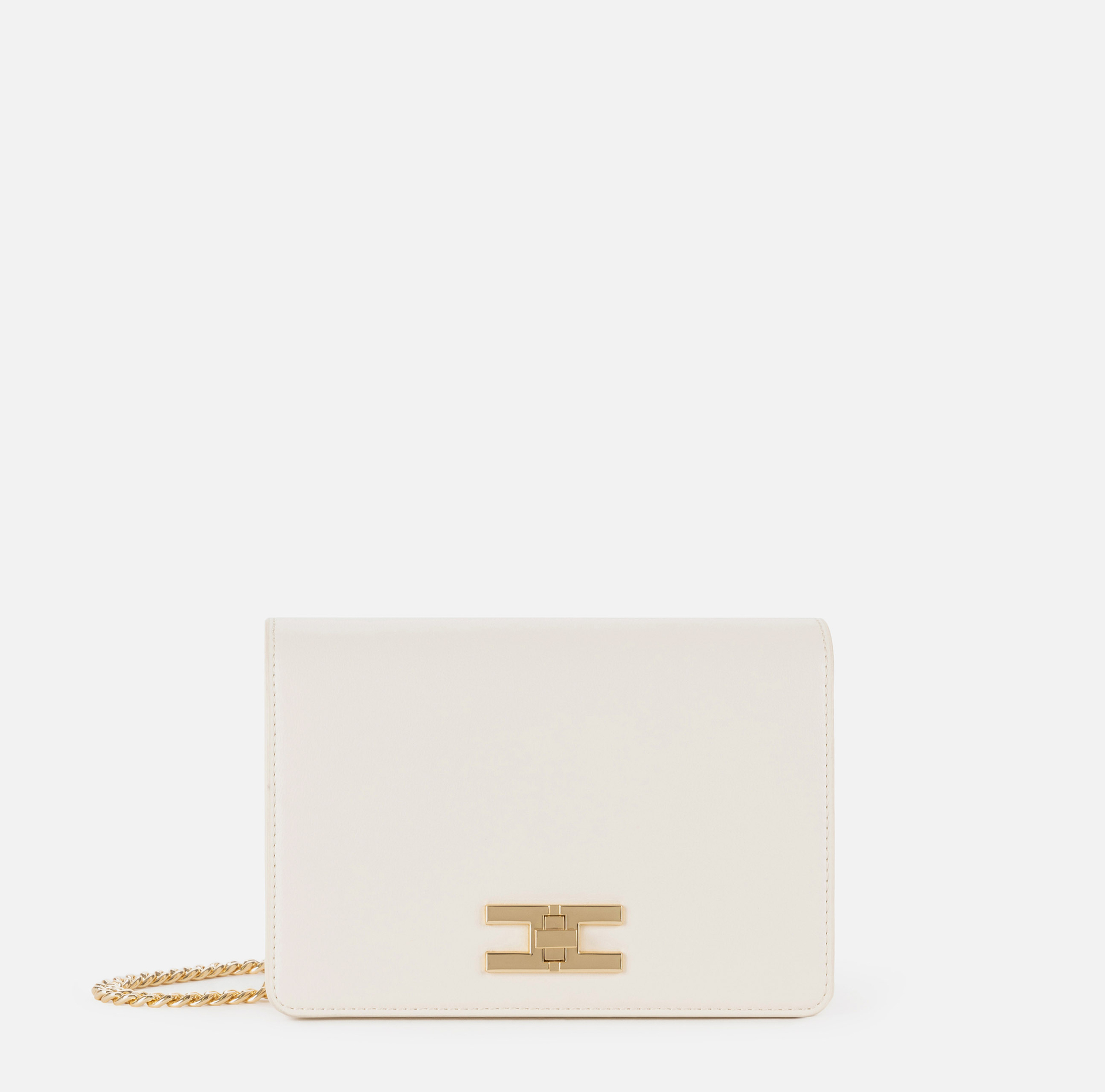 Borsa a tracolla con logo girello dorato - Elisabetta Franchi® Outlet