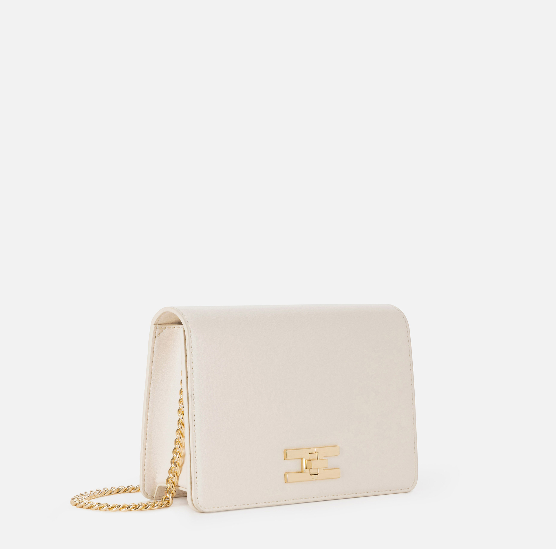 Borsa a tracolla con logo girello dorato - Elisabetta Franchi® Outlet
