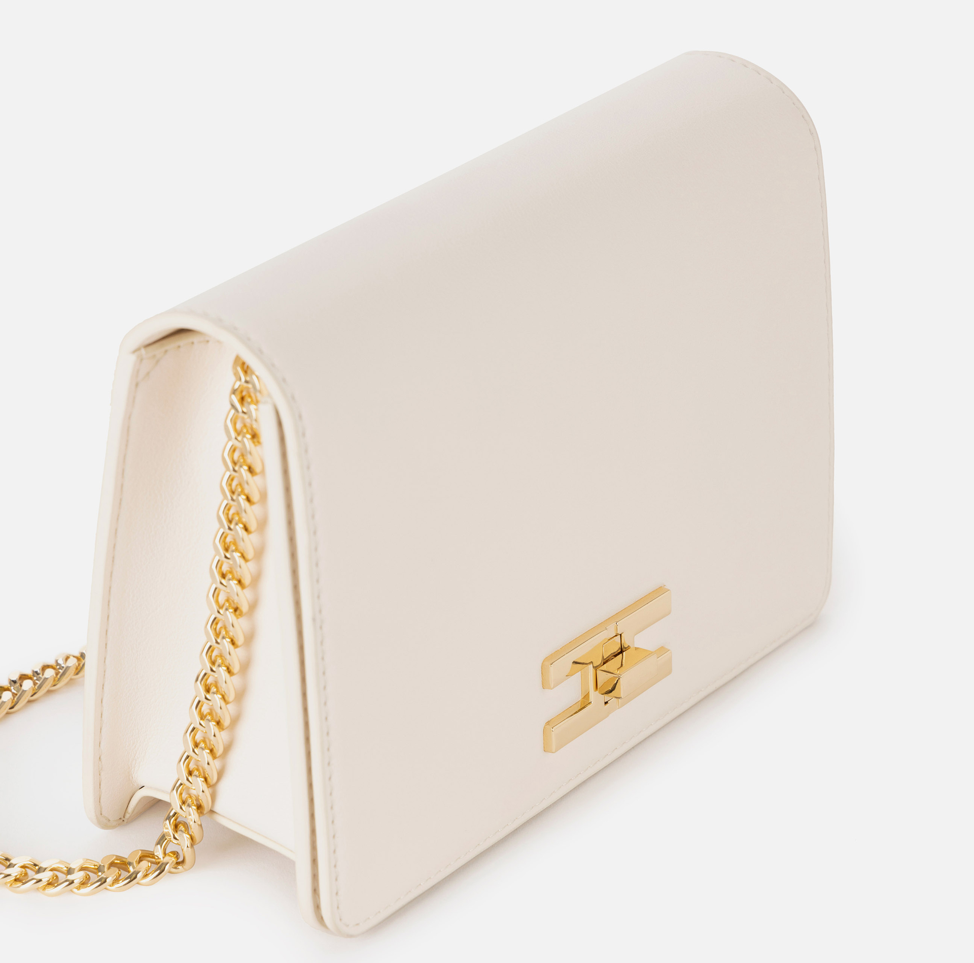 Borsa a tracolla con logo girello dorato - Elisabetta Franchi® Outlet