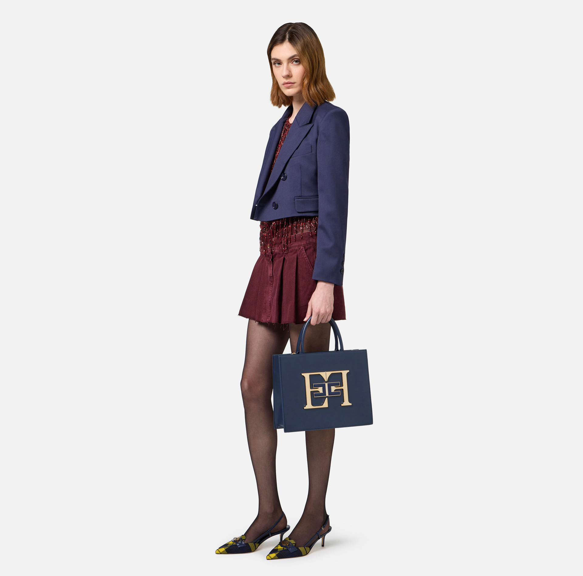 Borsa a mano media con logo | Elisabetta Franchi® Outlet