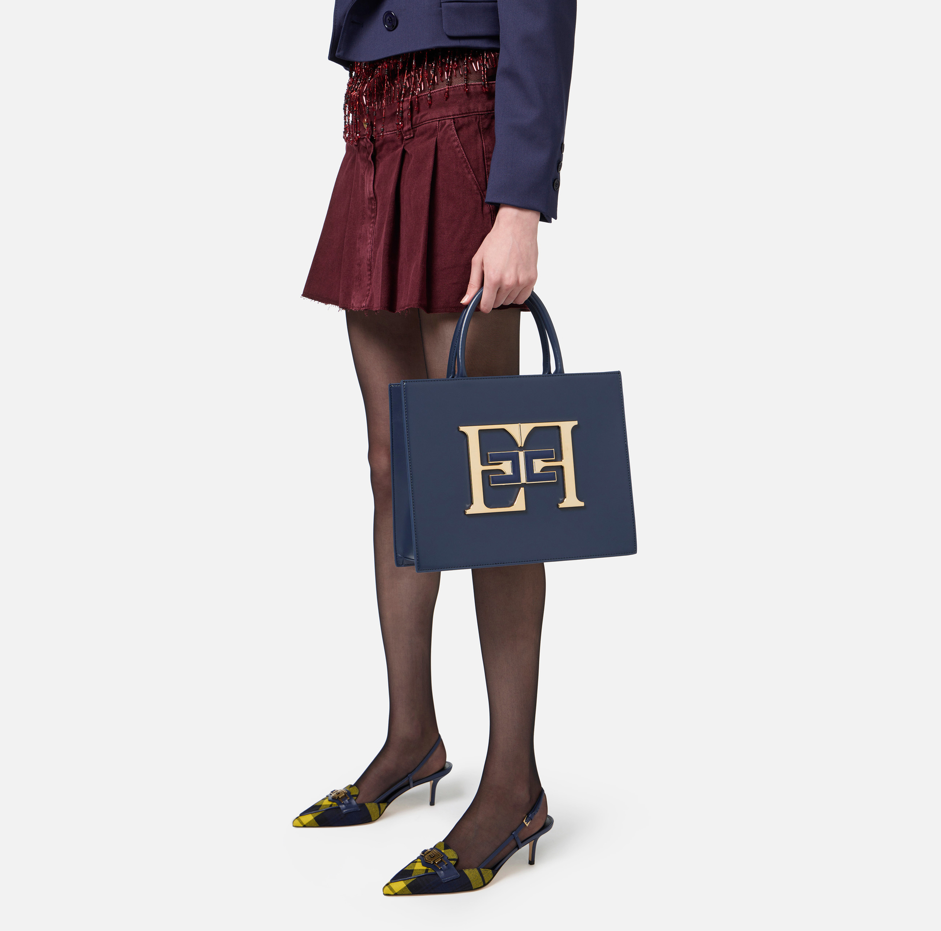 Borsa a mano media con logo | Elisabetta Franchi® Outlet