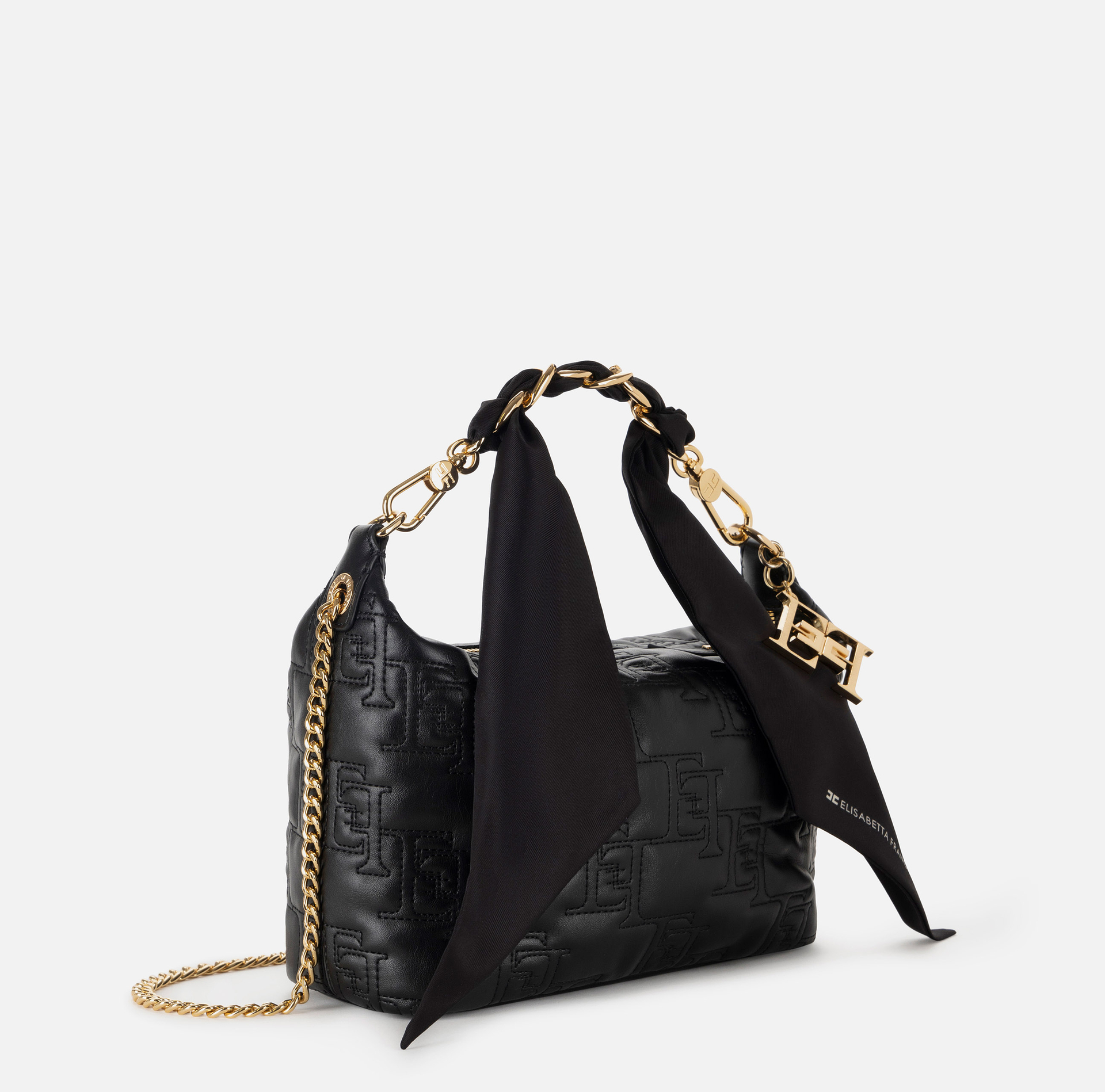 Small hobo bag with foulard scarf chain | Elisabetta Franchi® Outlet