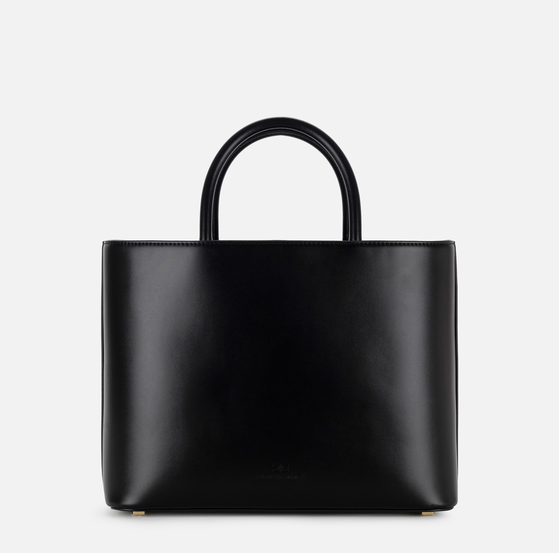 Medium shopper bag with enamelled plaque - Elisabetta Franchi® Outlet