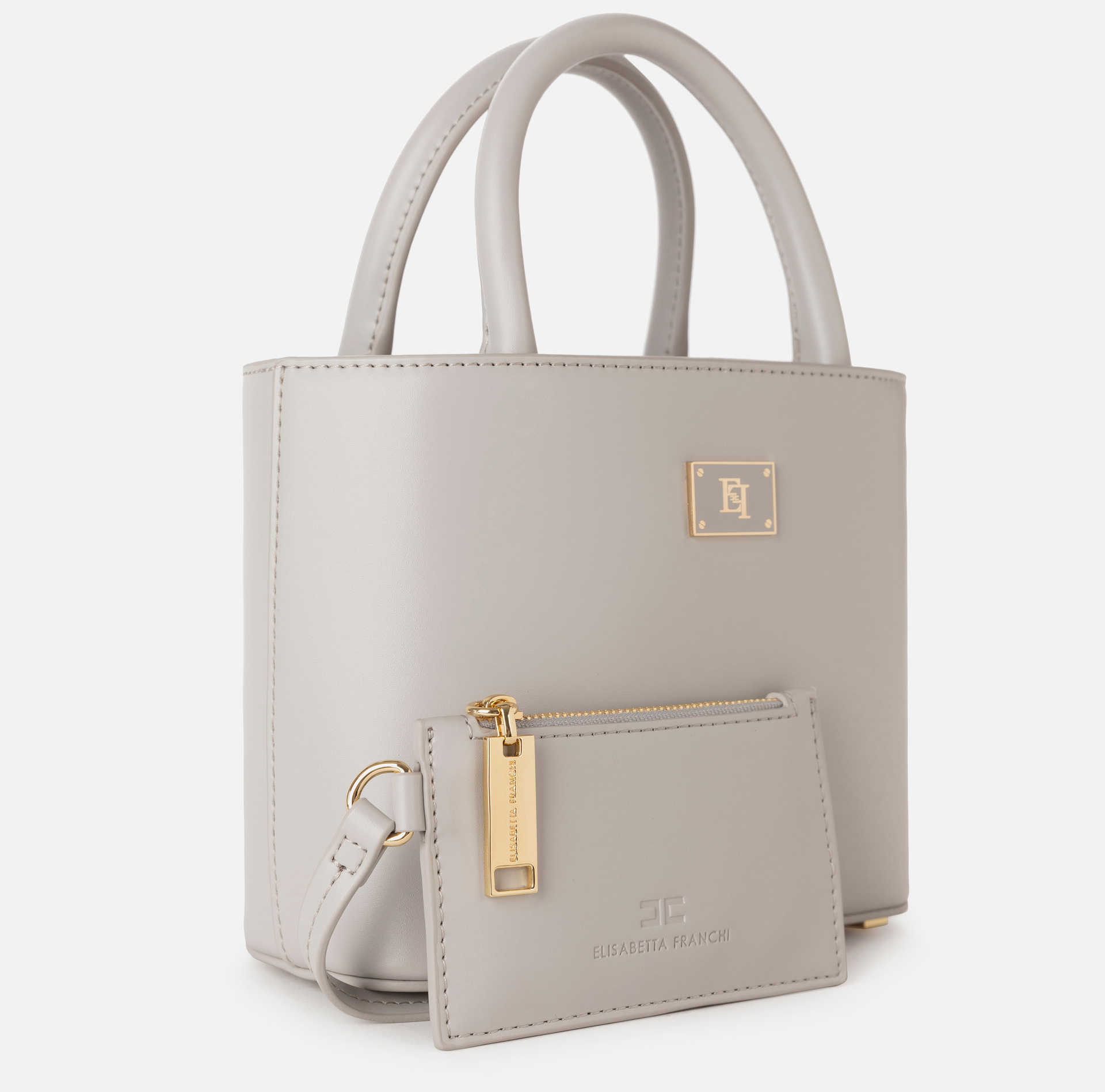 Small shopper bag with enamelled plaque - Elisabetta Franchi® Outlet