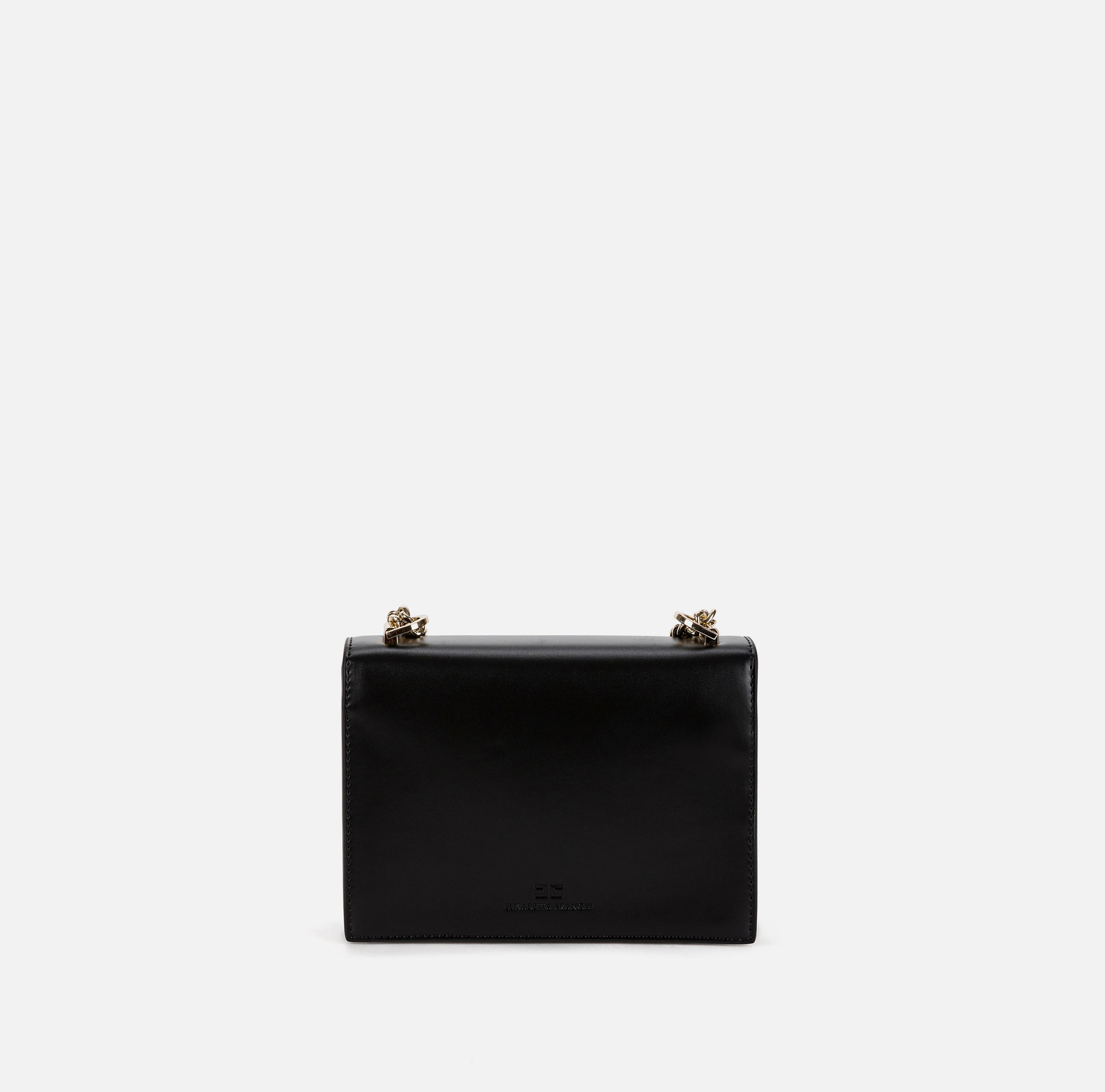 Bag with side gold logo and chain | Elisabetta Franchi® Outlet