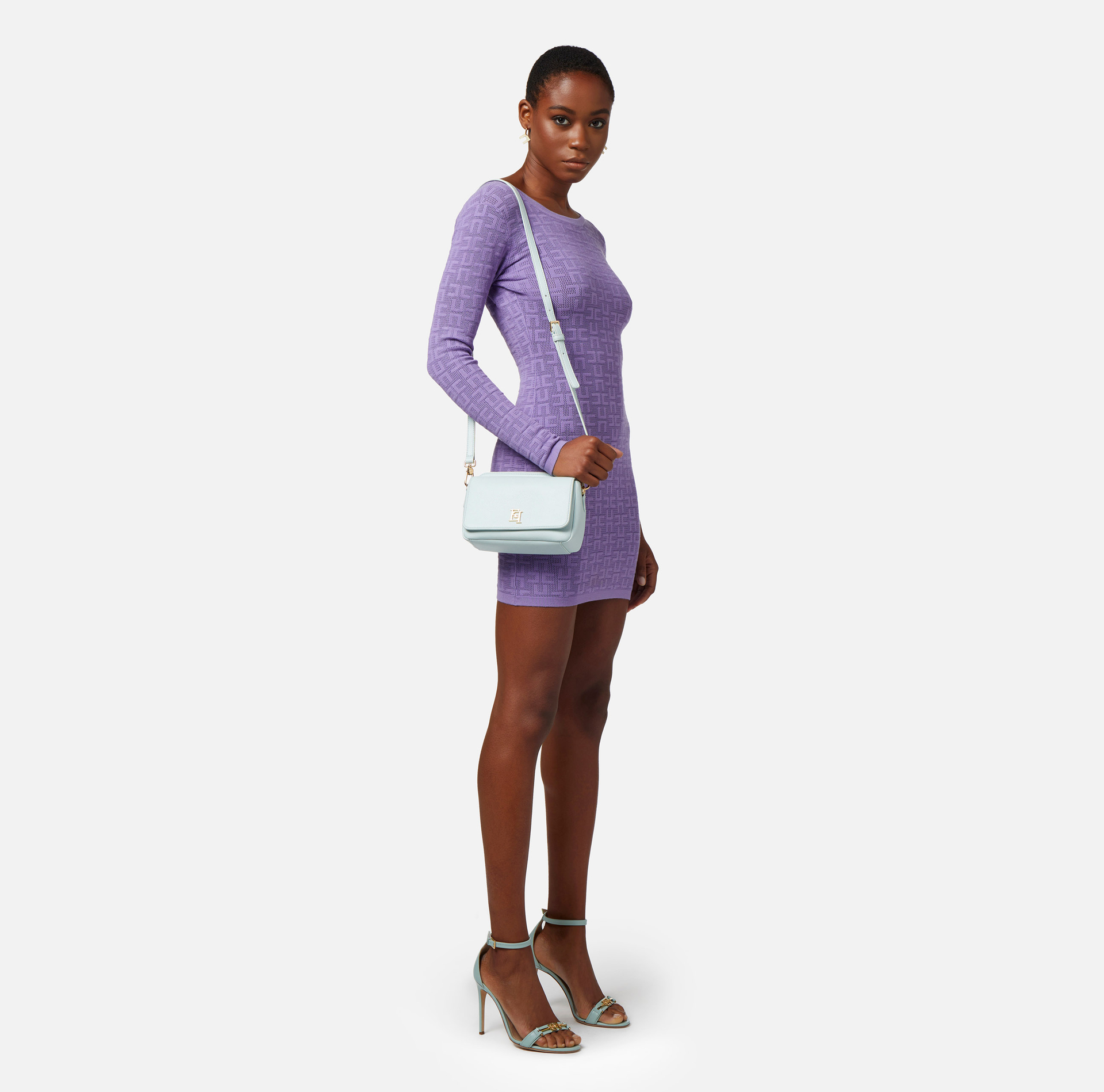 Camera bag with pocket and metal logo - Elisabetta Franchi® Outlet