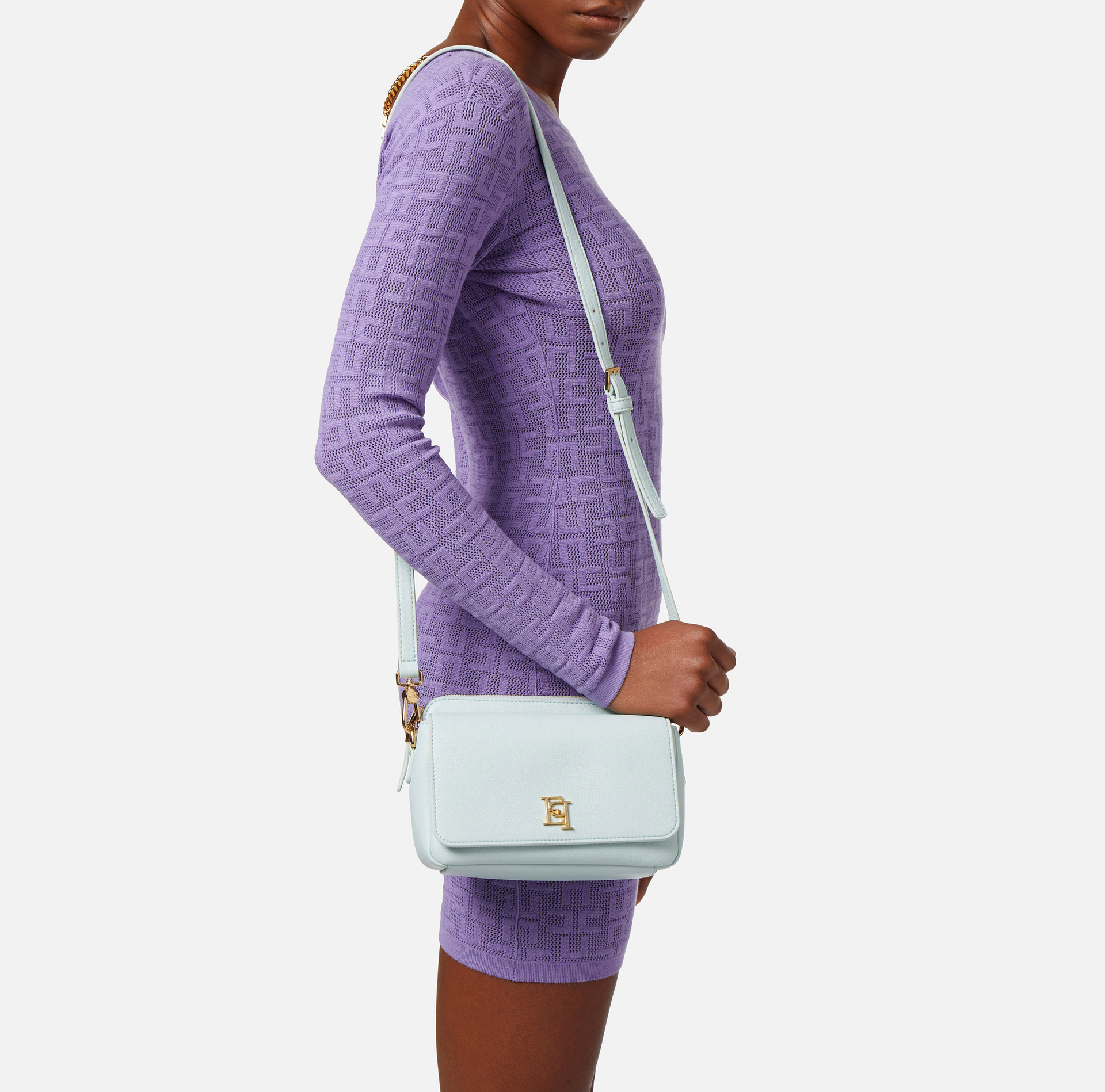 Camera bag with pocket and metal logo - Elisabetta Franchi® Outlet