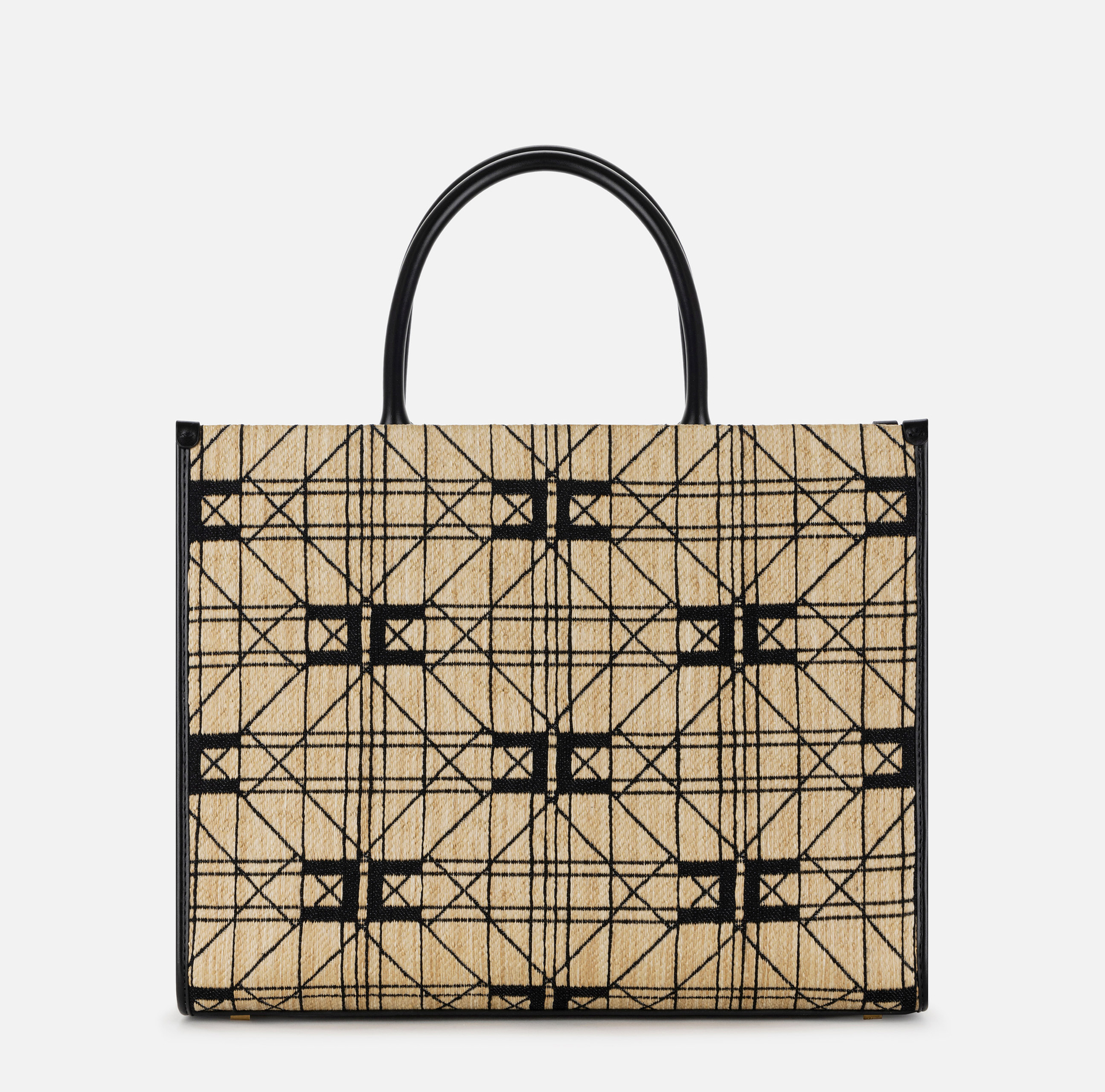 Sac shopper de grande taille en raphia - Elisabetta Franchi® Outlet