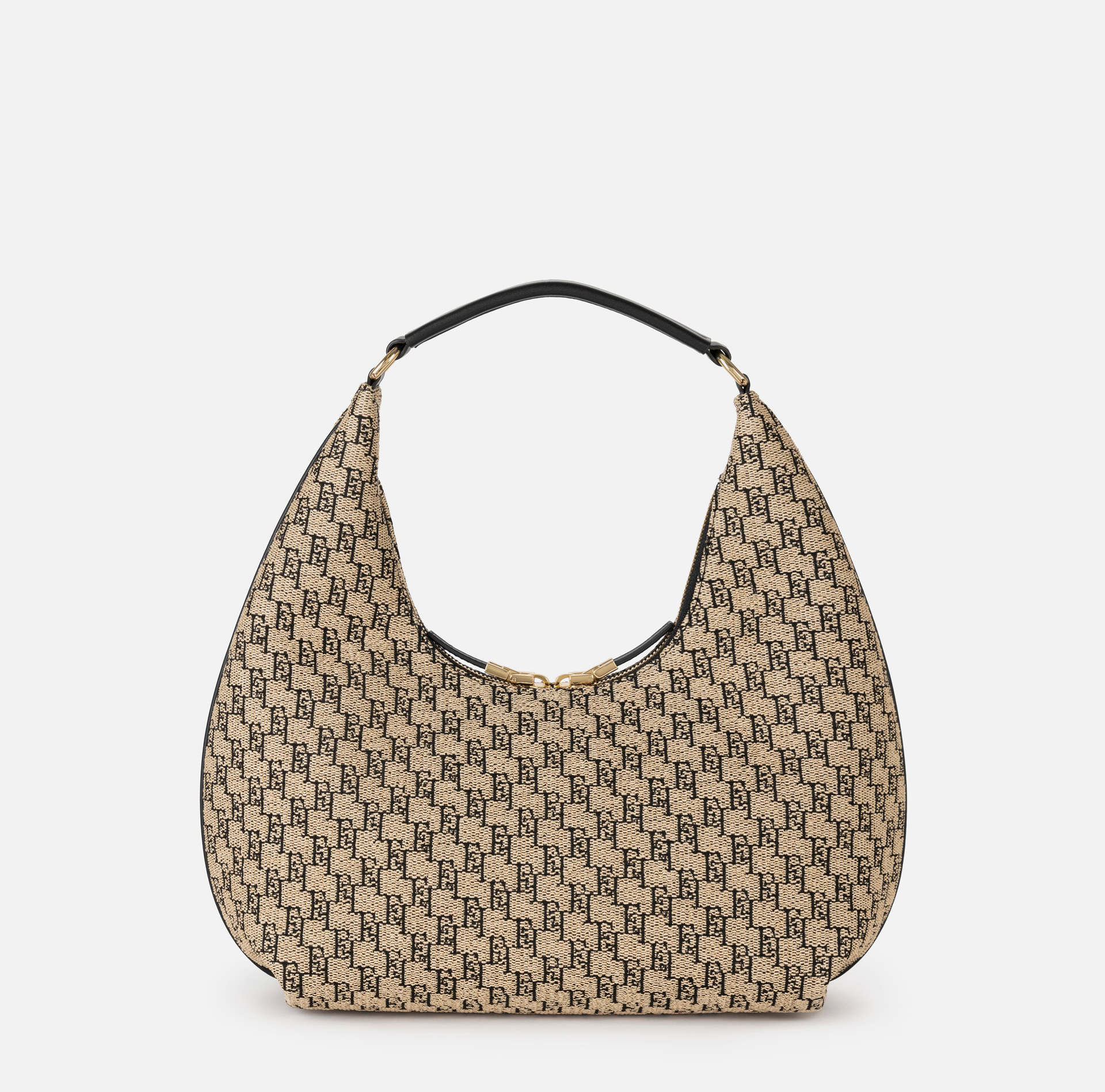 Sac hobo de grande taille en raphia jacquard - Elisabetta Franchi® Outlet