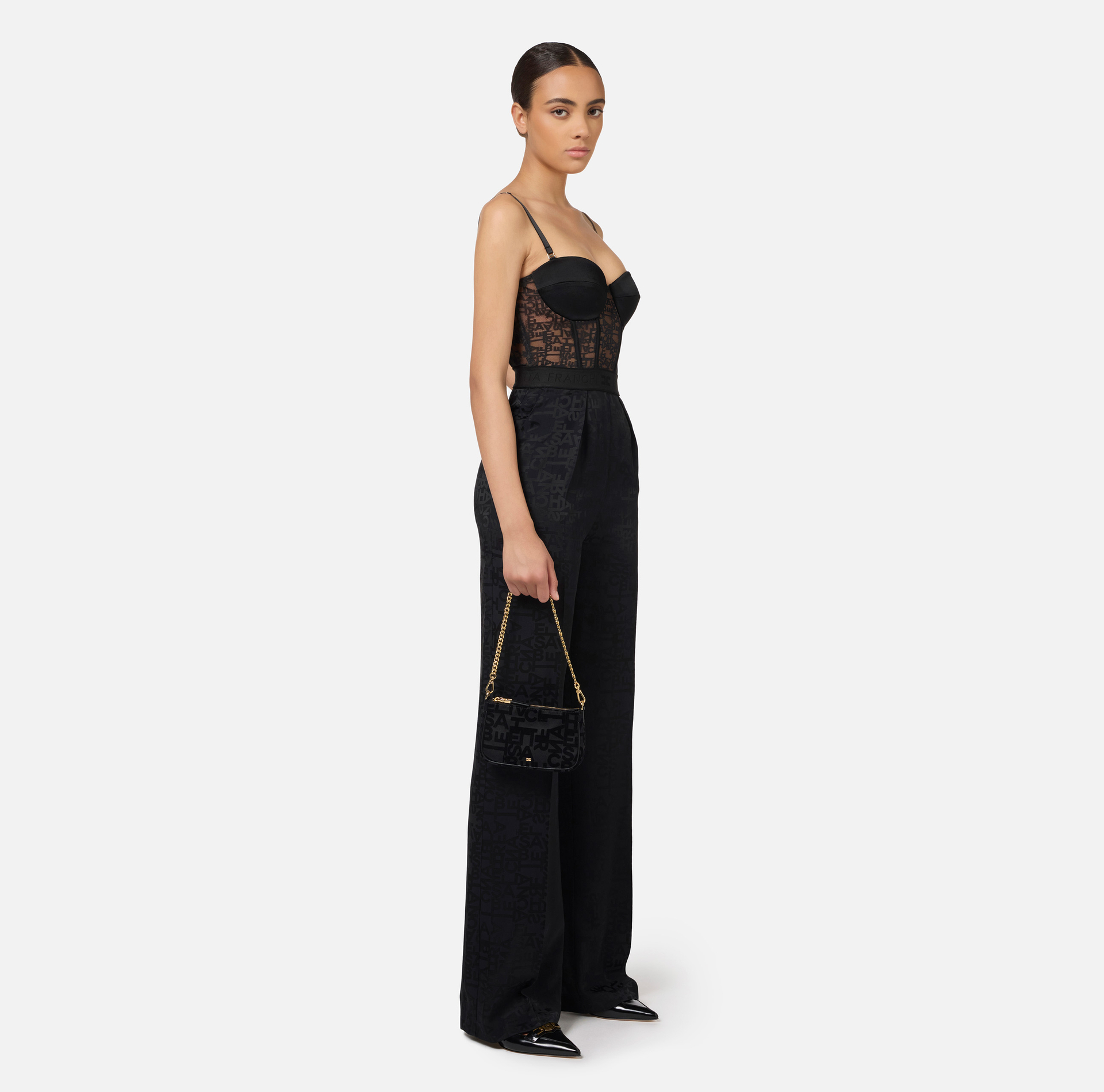 Lettering clutch bag with shoulder strap | Elisabetta Franchi® Outlet