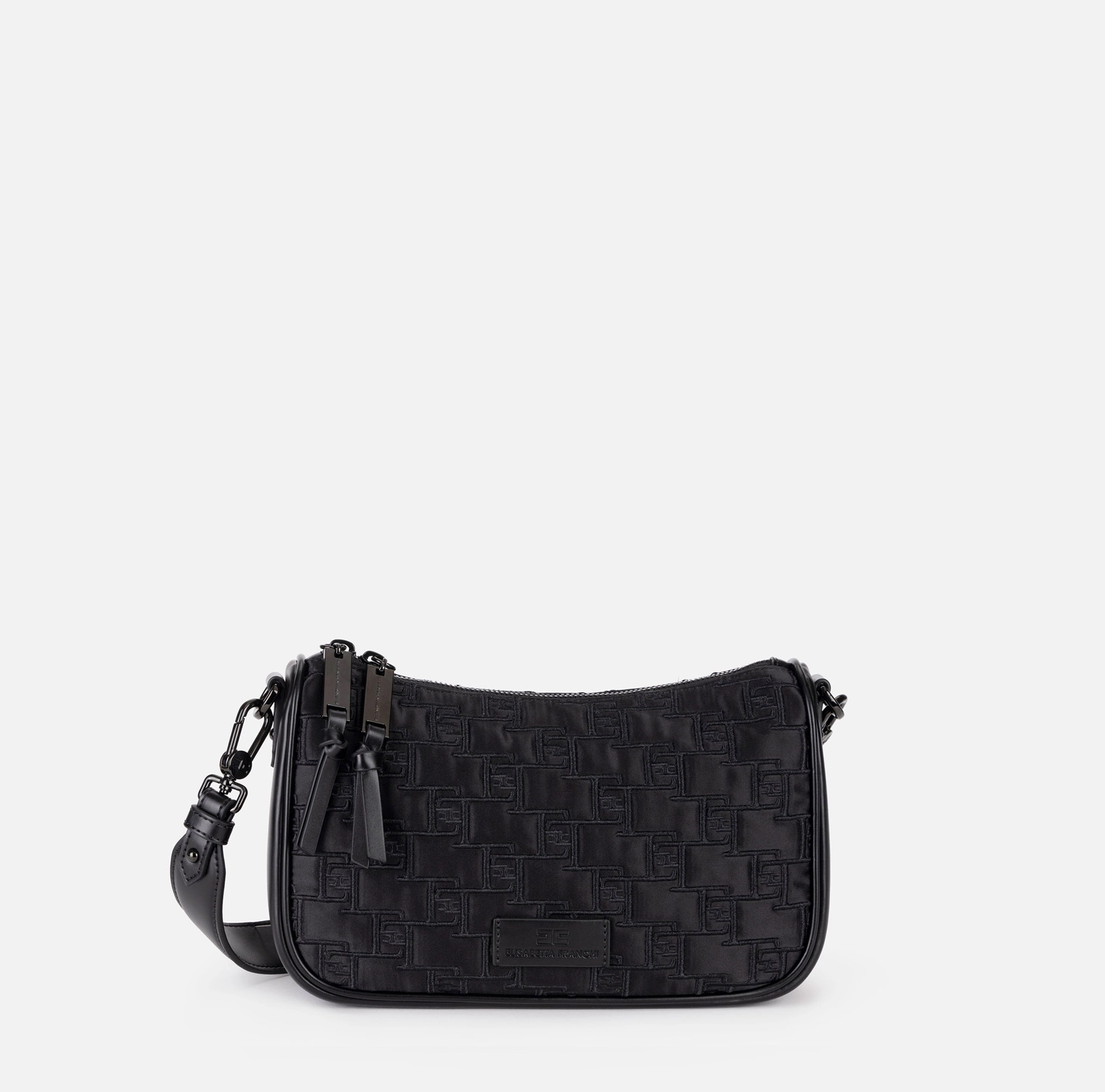 Kleine Schultertasche aus besticktem Satin | Elisabetta Franchi® Outlet