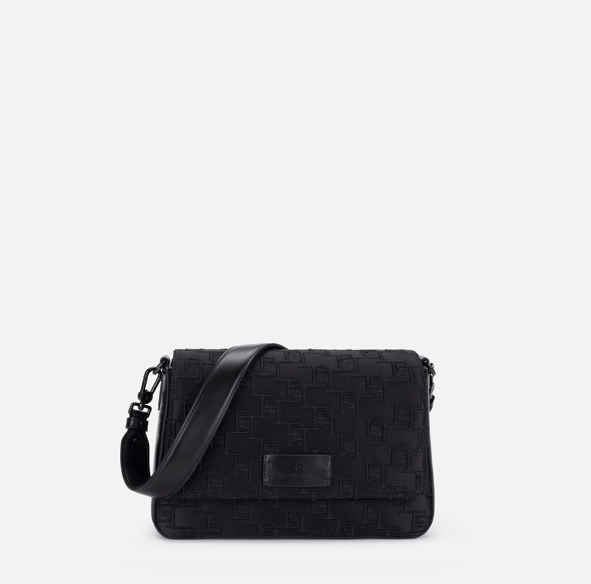 Mittelgroße Schultertasche aus besticktem Satin | Elisabetta Franchi® Outlet