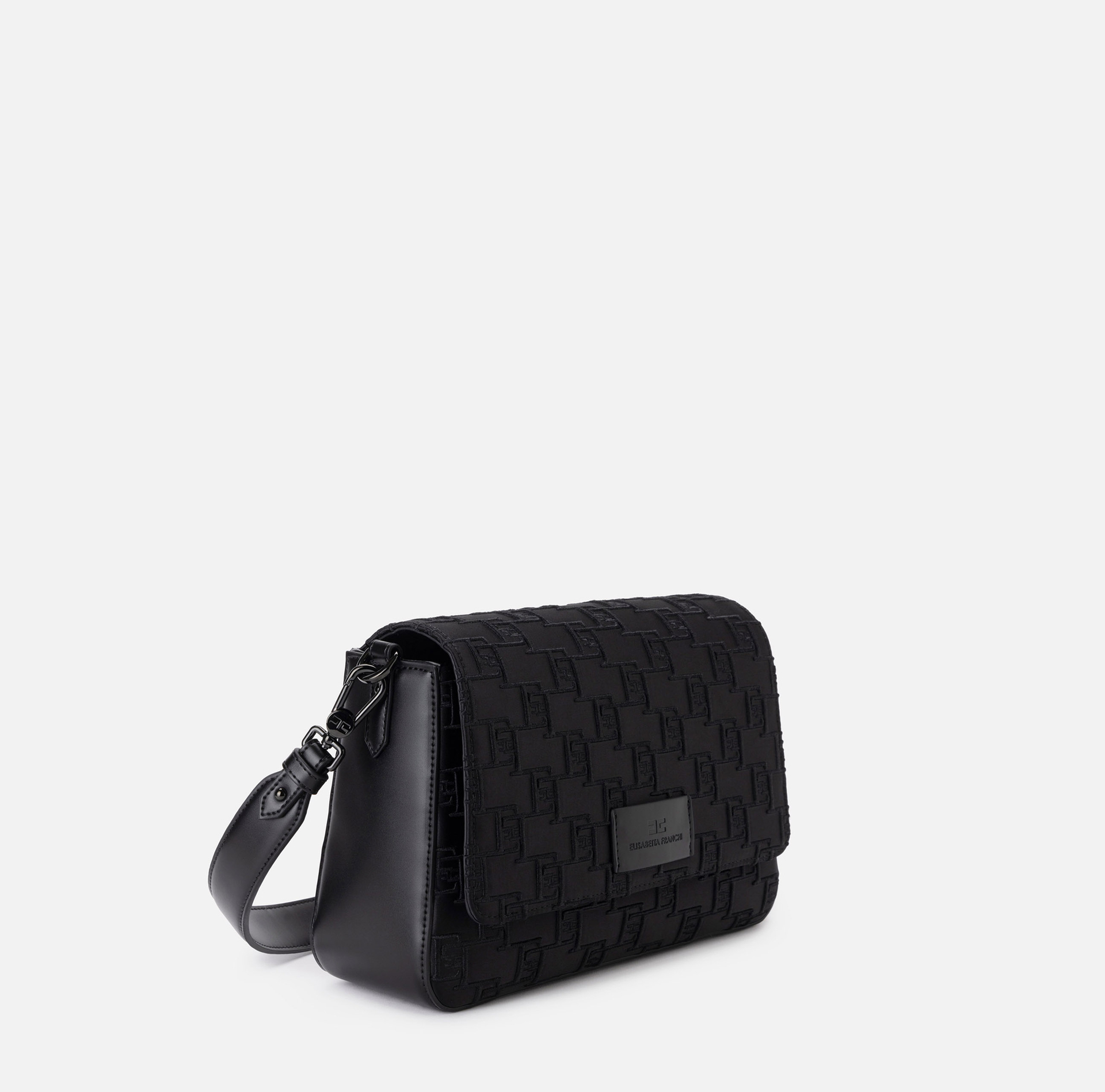 Medium shoulder bag in embroidered satin | Elisabetta Franchi® Outlet