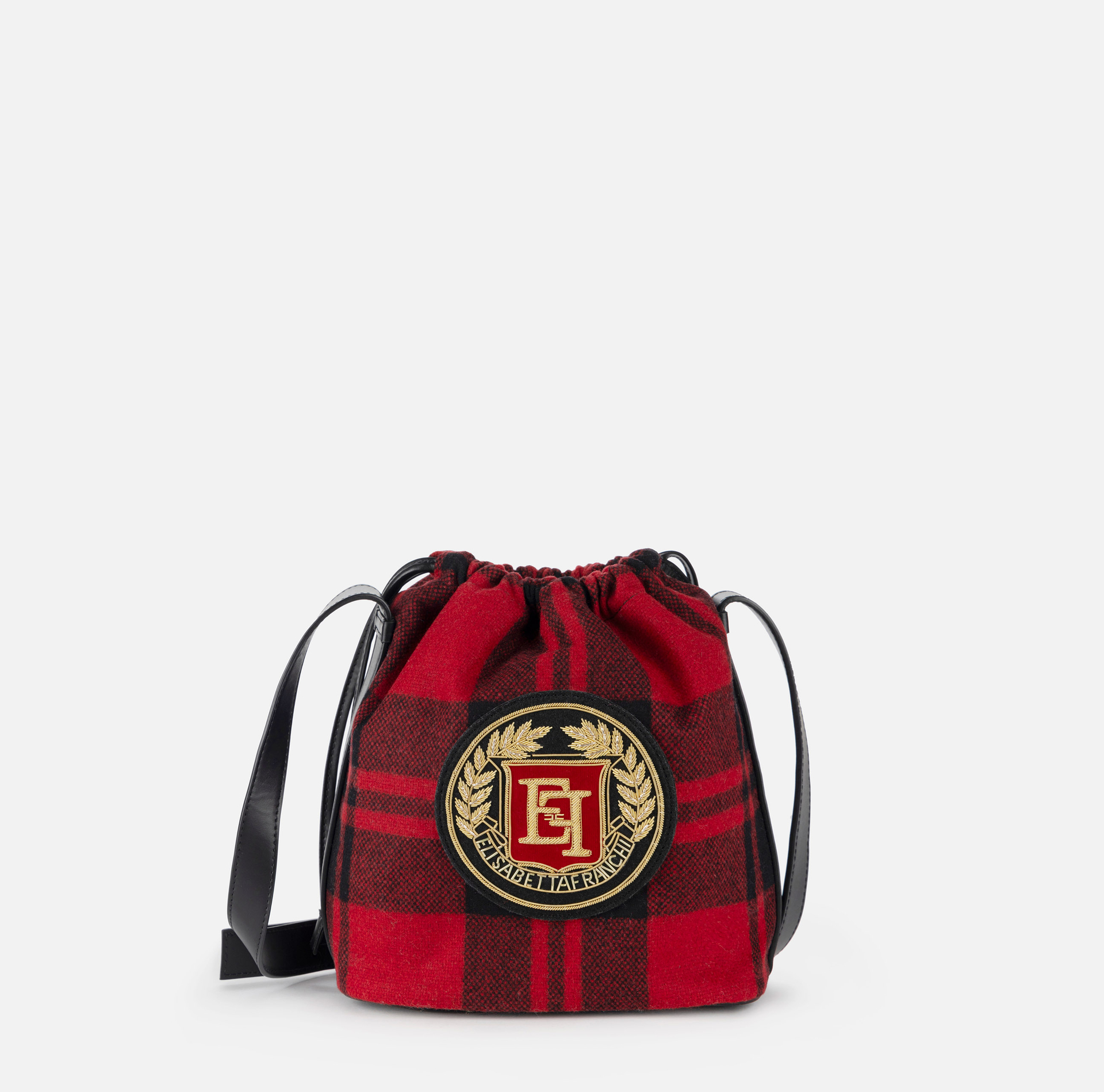 Beuteltasche aus Wolle im Schottenmuster | Elisabetta Franchi® Outlet