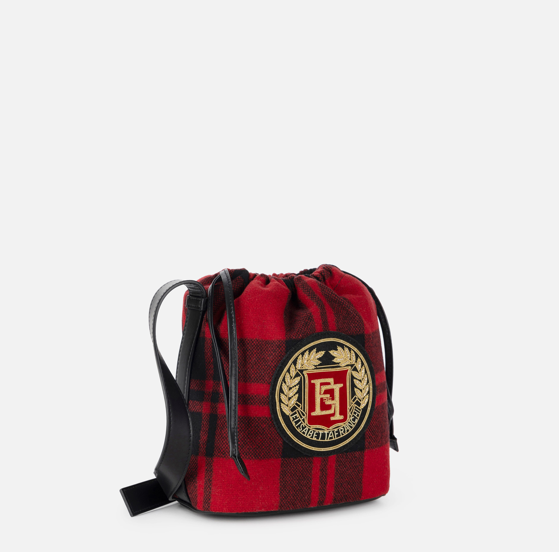 Bolso cubo de lana tartán | Elisabetta Franchi® Outlet