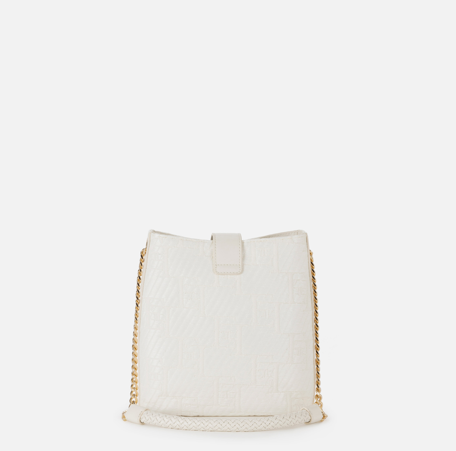 Shoulder bag in jacquard raffia - Elisabetta Franchi® Outlet