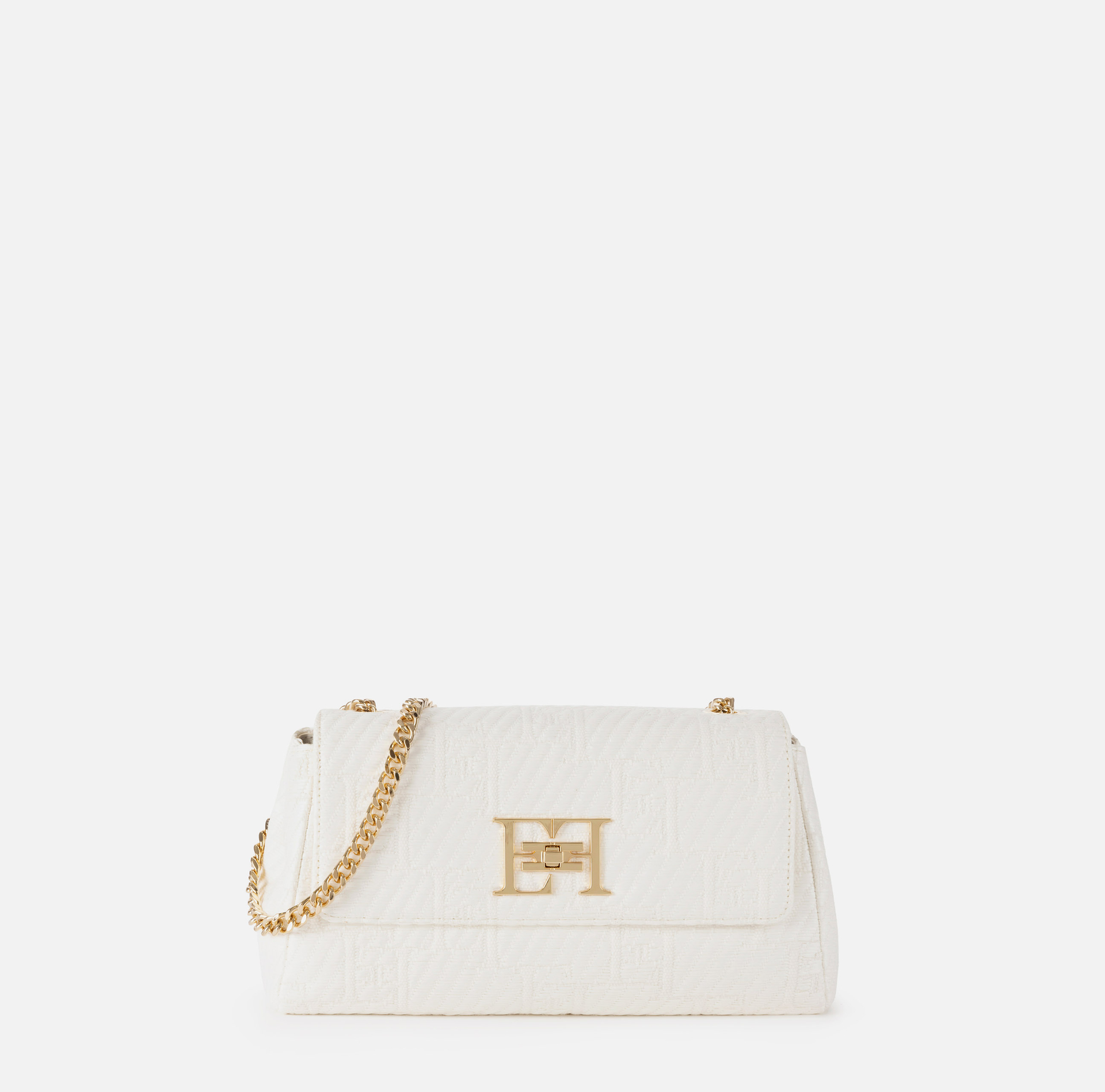 Over-the-shoulder bag in jacquard raffia - Elisabetta Franchi® Outlet