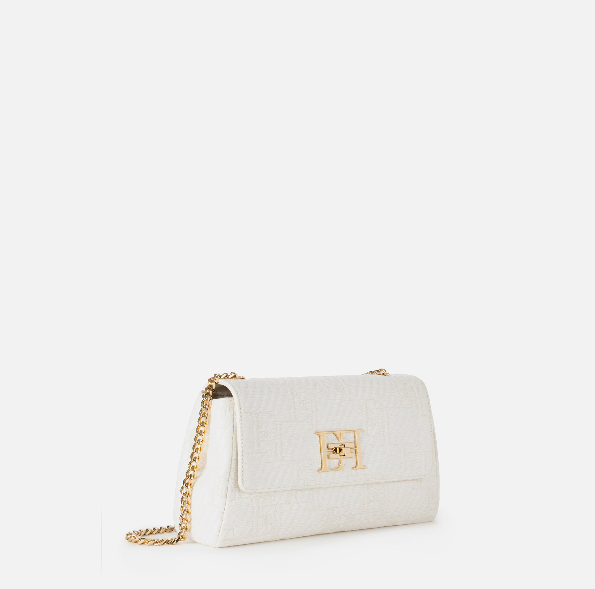Over-the-shoulder bag in jacquard raffia - Elisabetta Franchi® Outlet