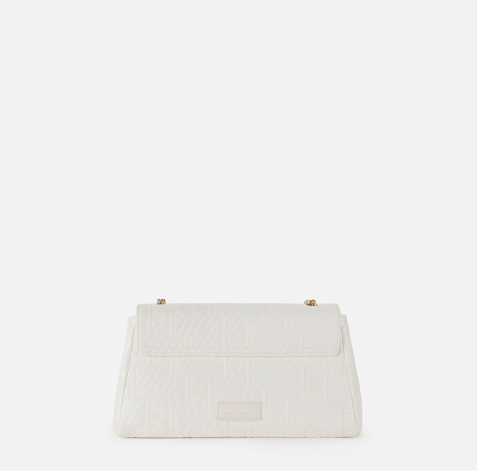 Over-the-shoulder bag in jacquard raffia - Elisabetta Franchi® Outlet