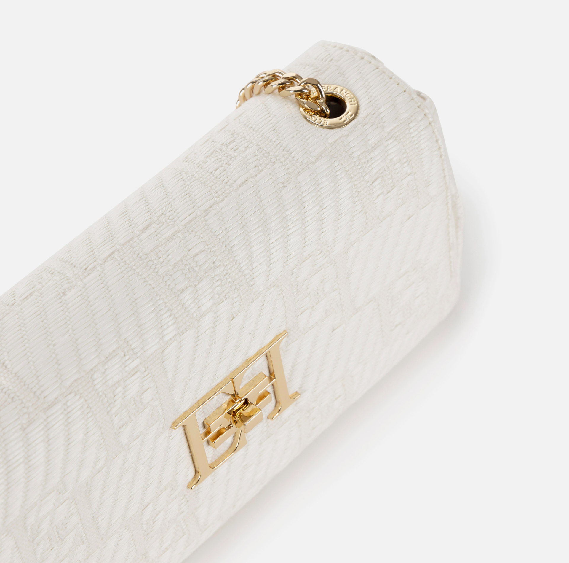 Over-the-shoulder bag in jacquard raffia - Elisabetta Franchi® Outlet