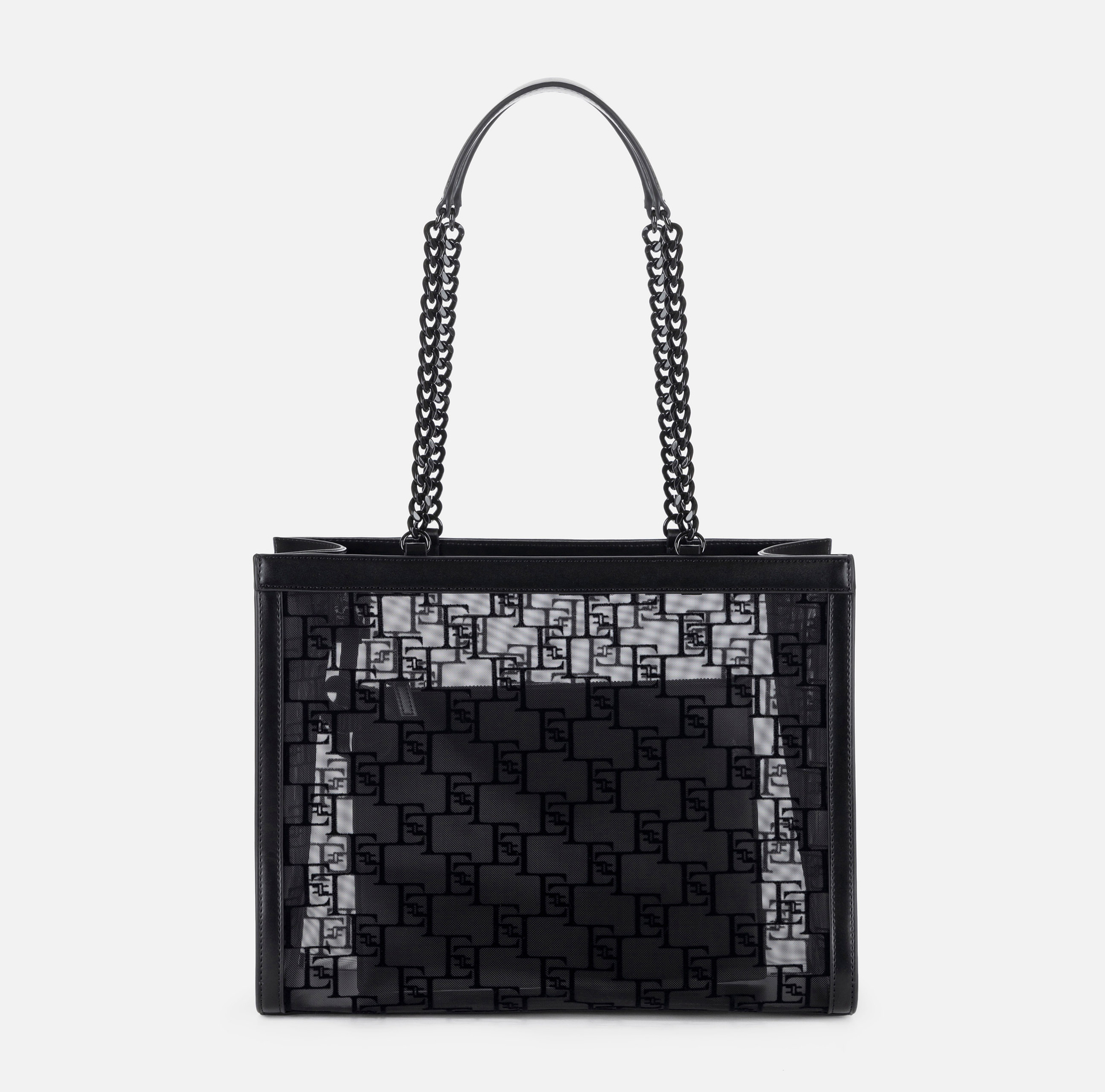 Large shopper bag in flocked mesh - Elisabetta Franchi® Outlet