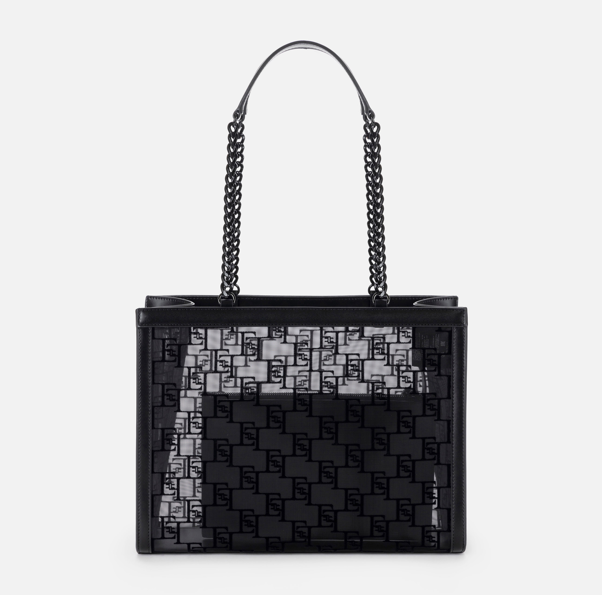 Large shopper bag in flocked mesh - Elisabetta Franchi® Outlet