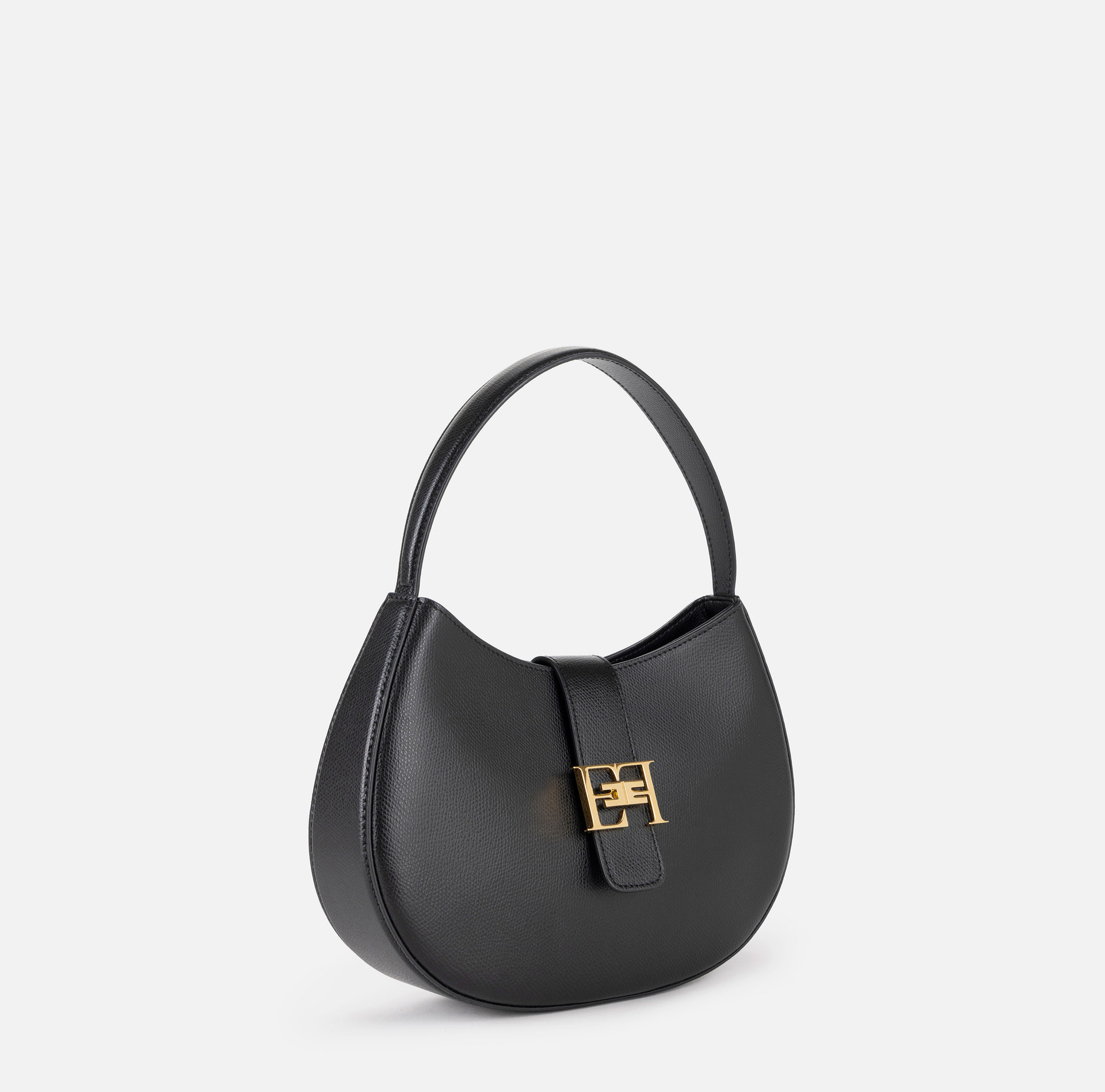 Sac hobo de grande taille avec logo en métal - Elisabetta Franchi® Outlet