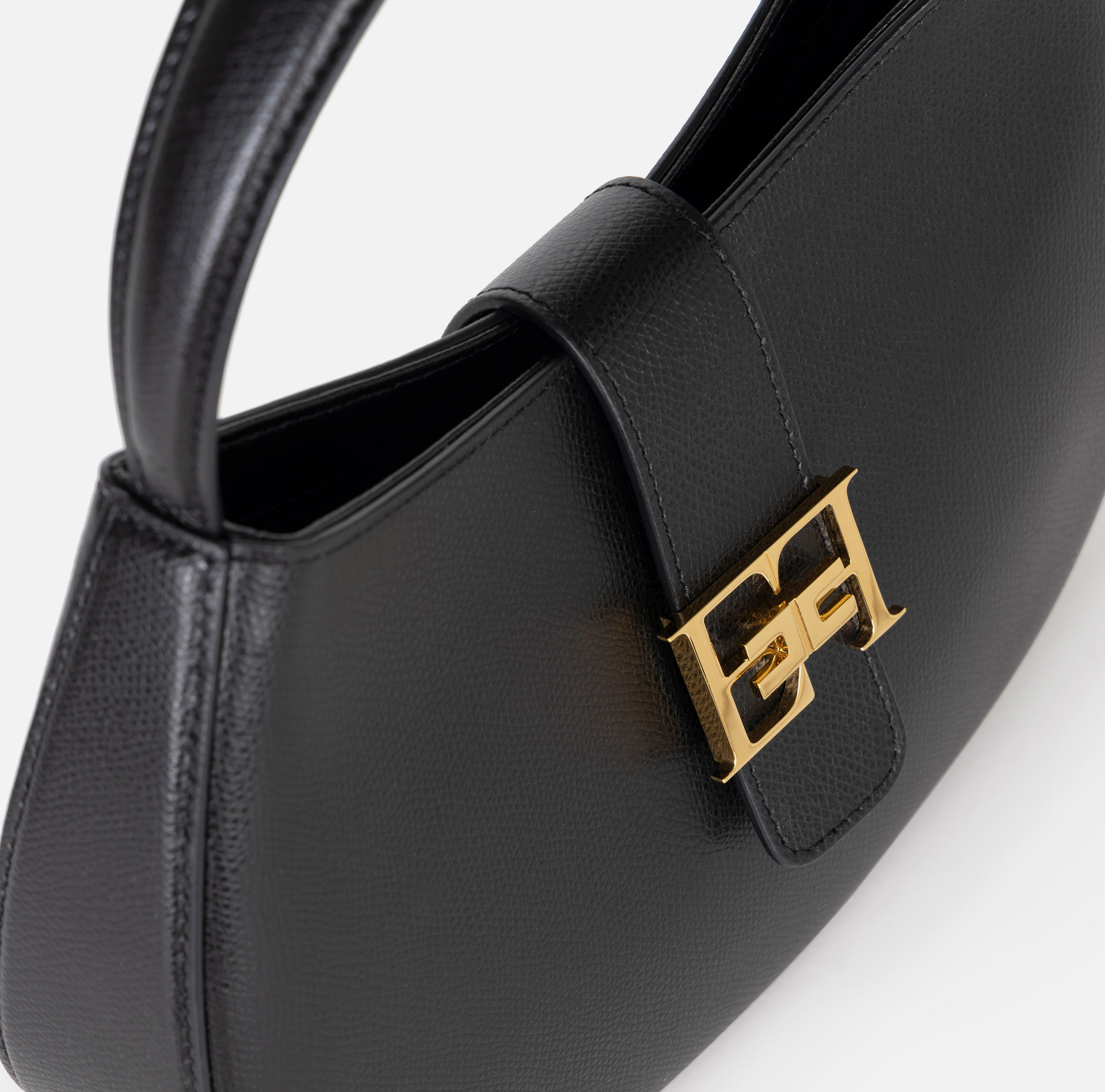 Sac hobo de grande taille avec logo en métal - Elisabetta Franchi® Outlet