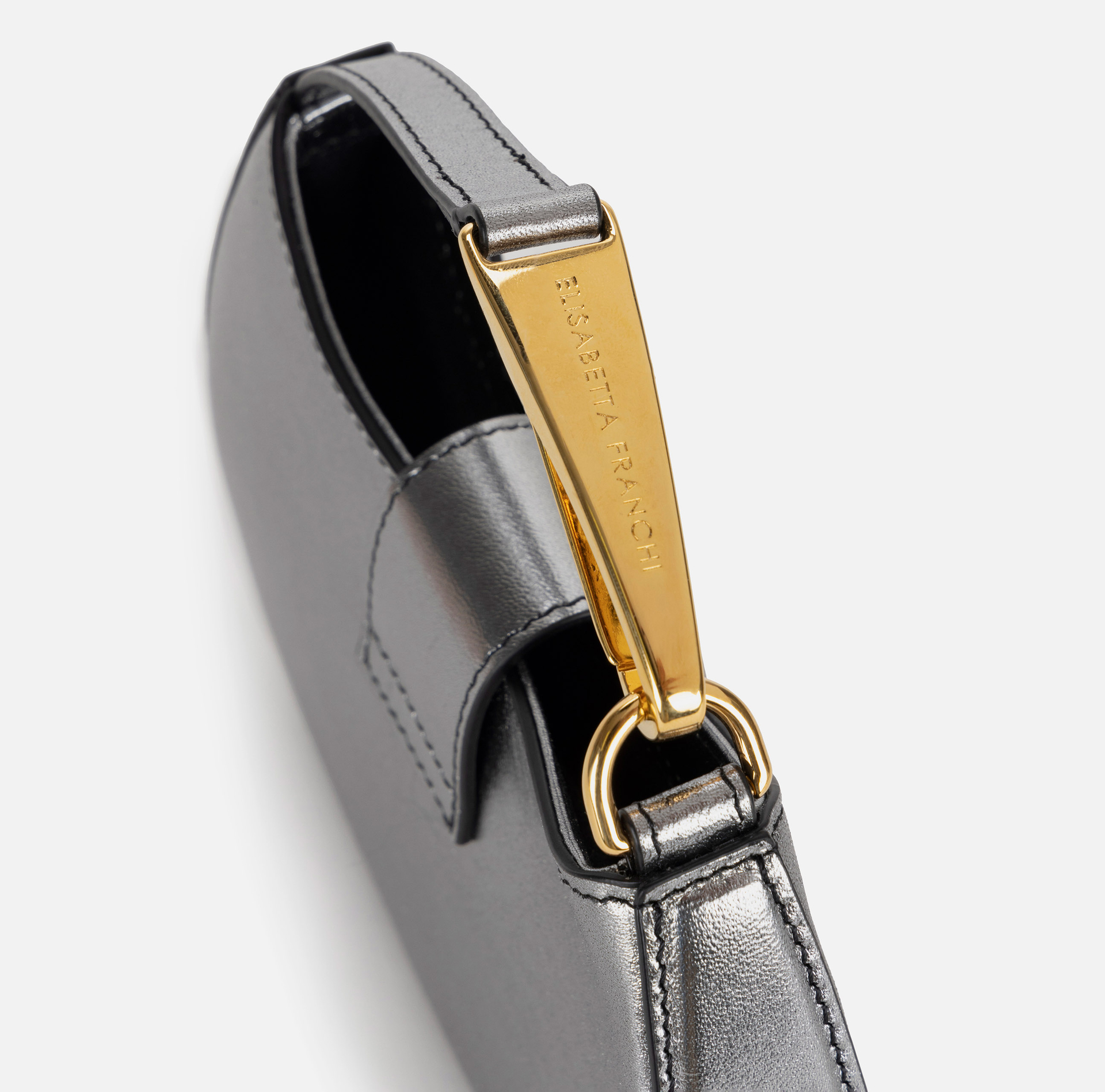 Bolso hobo mini con logotipo de metal - Elisabetta Franchi® Outlet