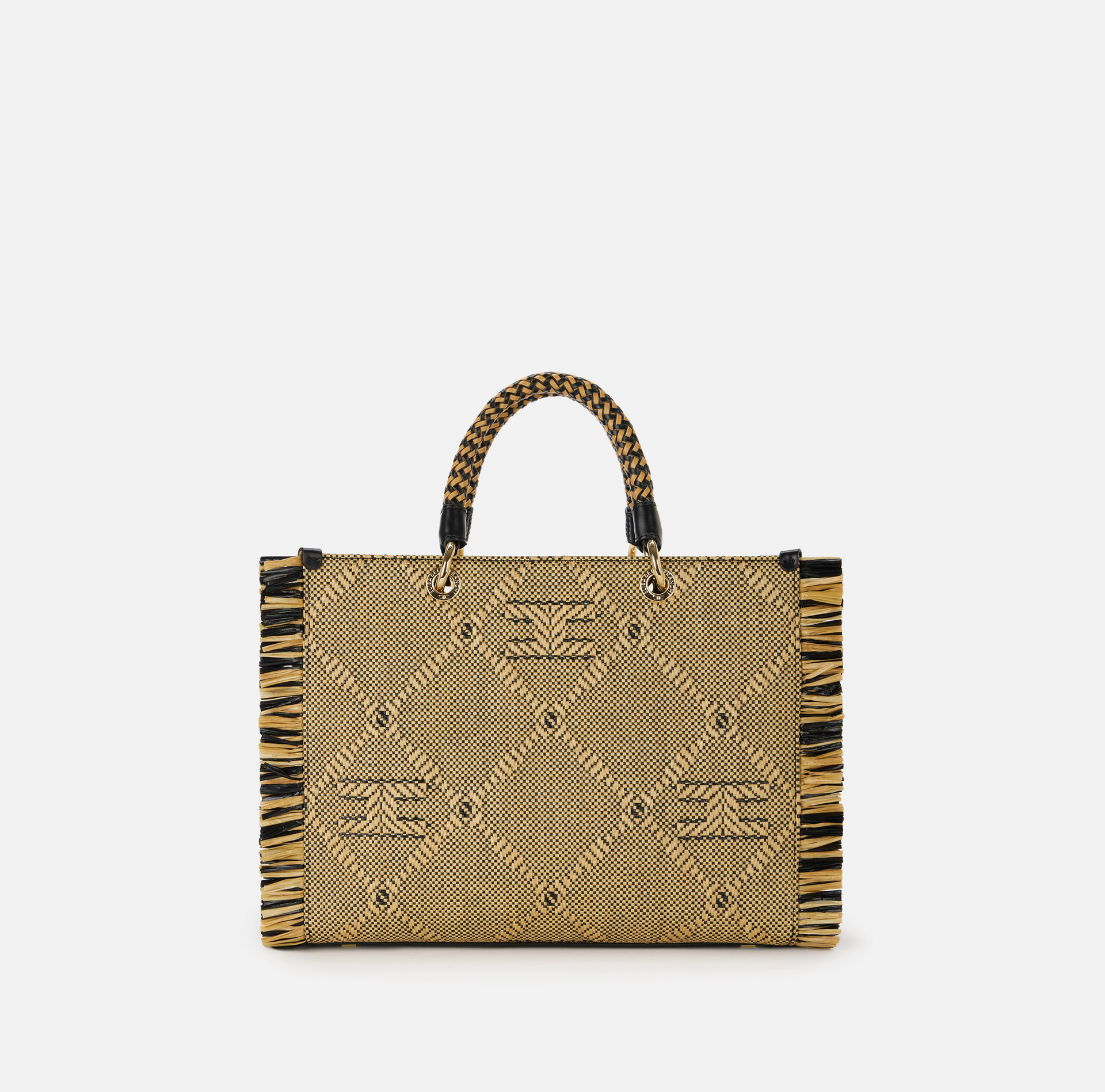 Tote bag in rafia con frange | Elisabetta Franchi® Outlet