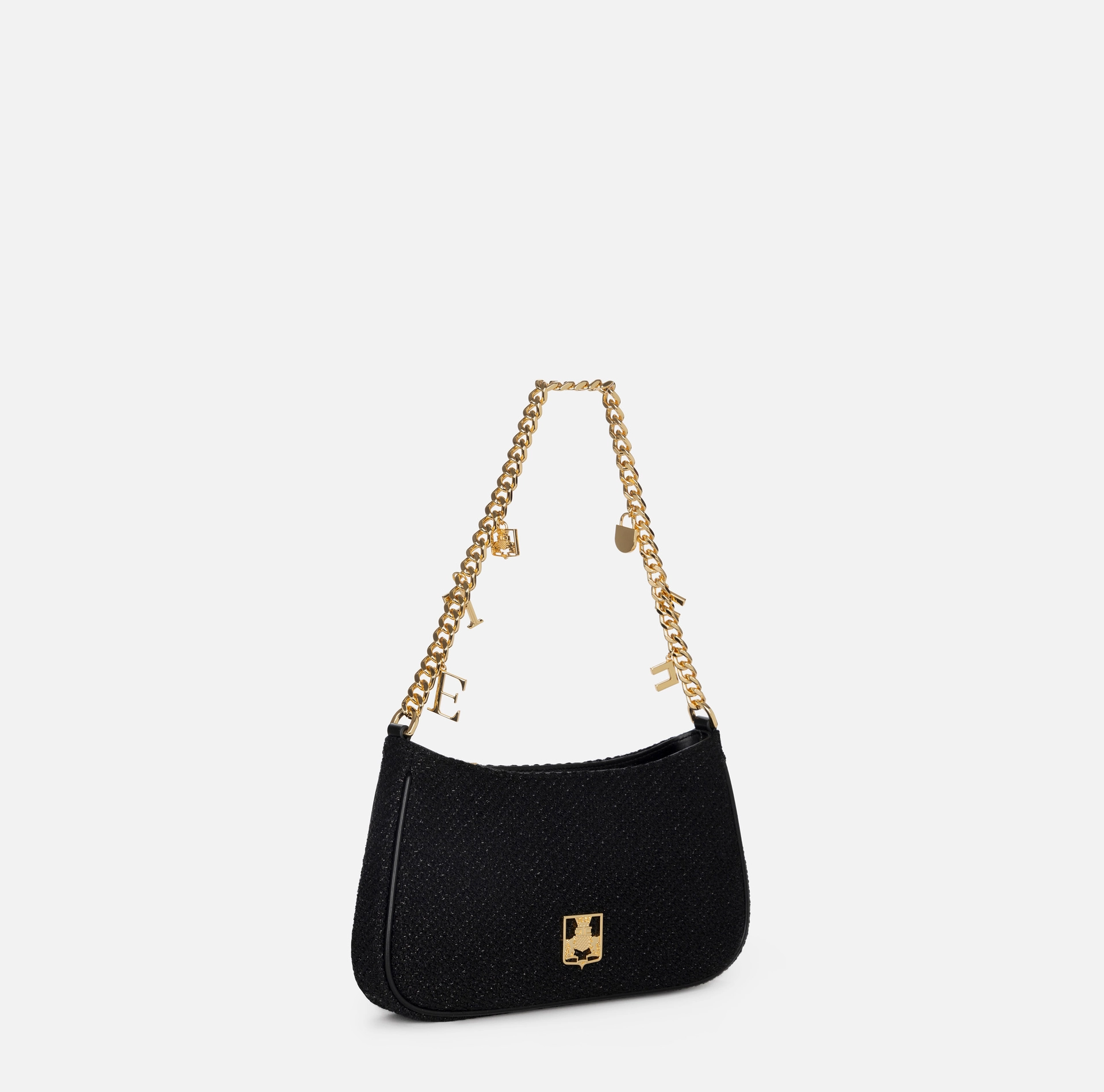 Fabric hobo bag with shoulder strap with charms | Elisabetta Franchi® Outlet