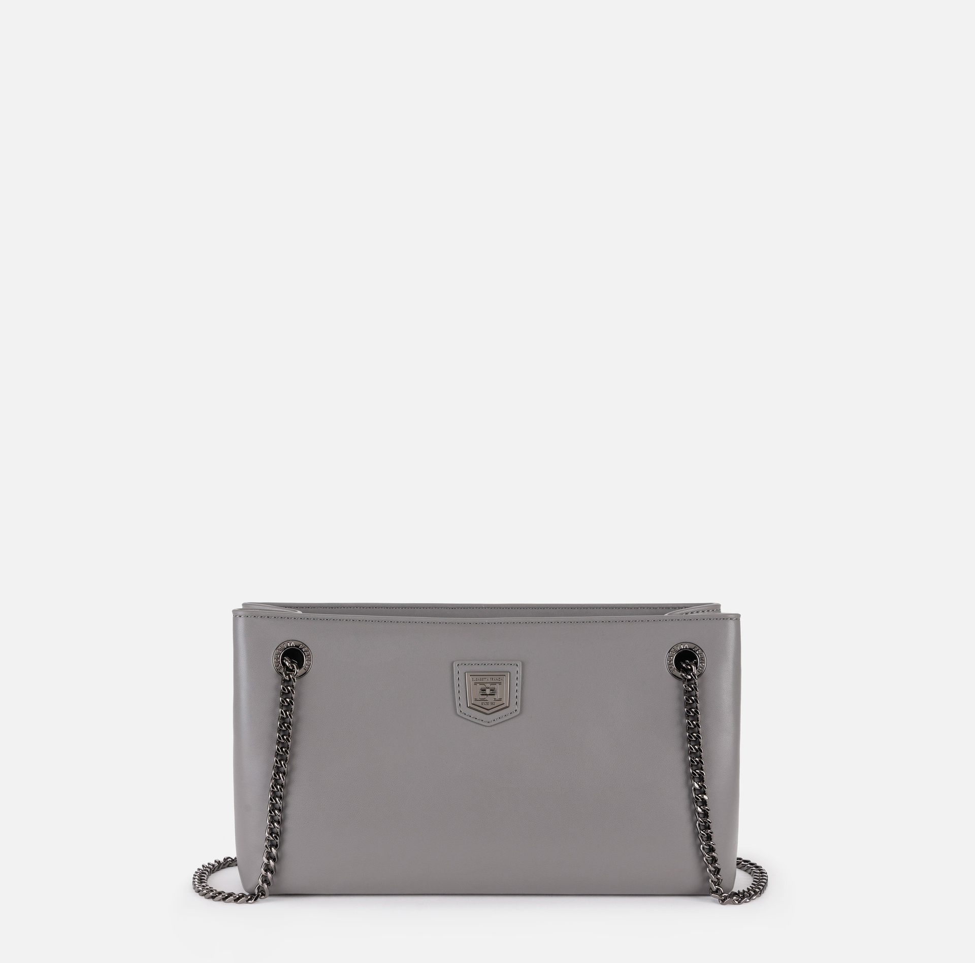 Shoulder bag with silver metal shield | Elisabetta Franchi® Outlet