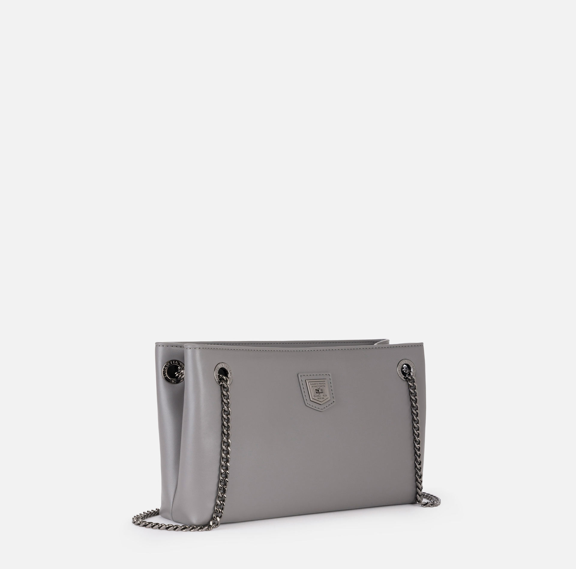 Shoulder bag with silver metal shield | Elisabetta Franchi® Outlet