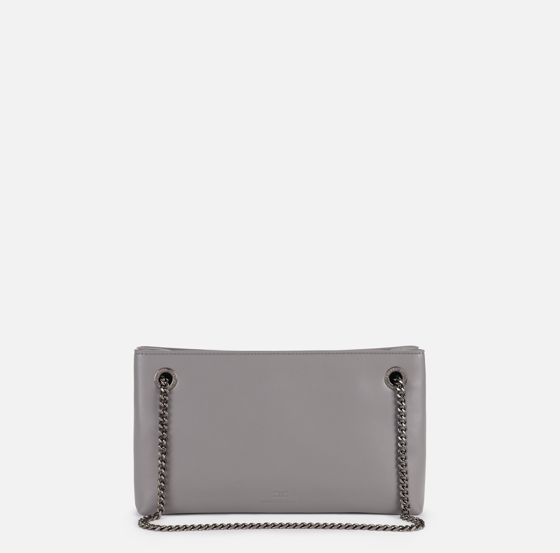 Shoulder bag with silver metal shield | Elisabetta Franchi® Outlet