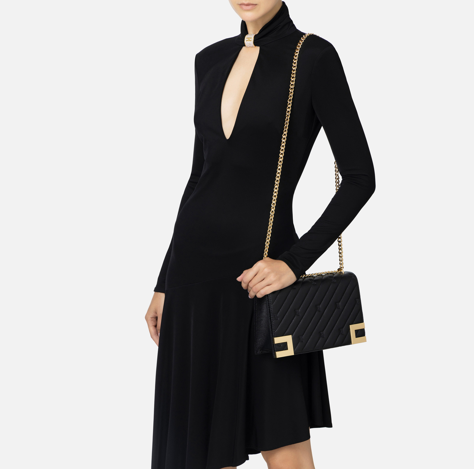 Large quilted bag with shoulder strap | Elisabetta Franchi® Outlet