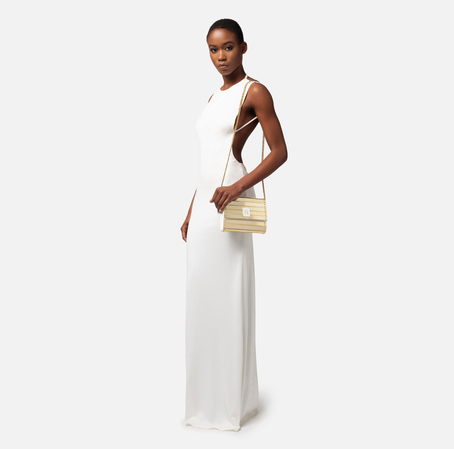 Reflective clutch bag with shoulder strap - Elisabetta Franchi® Outlet