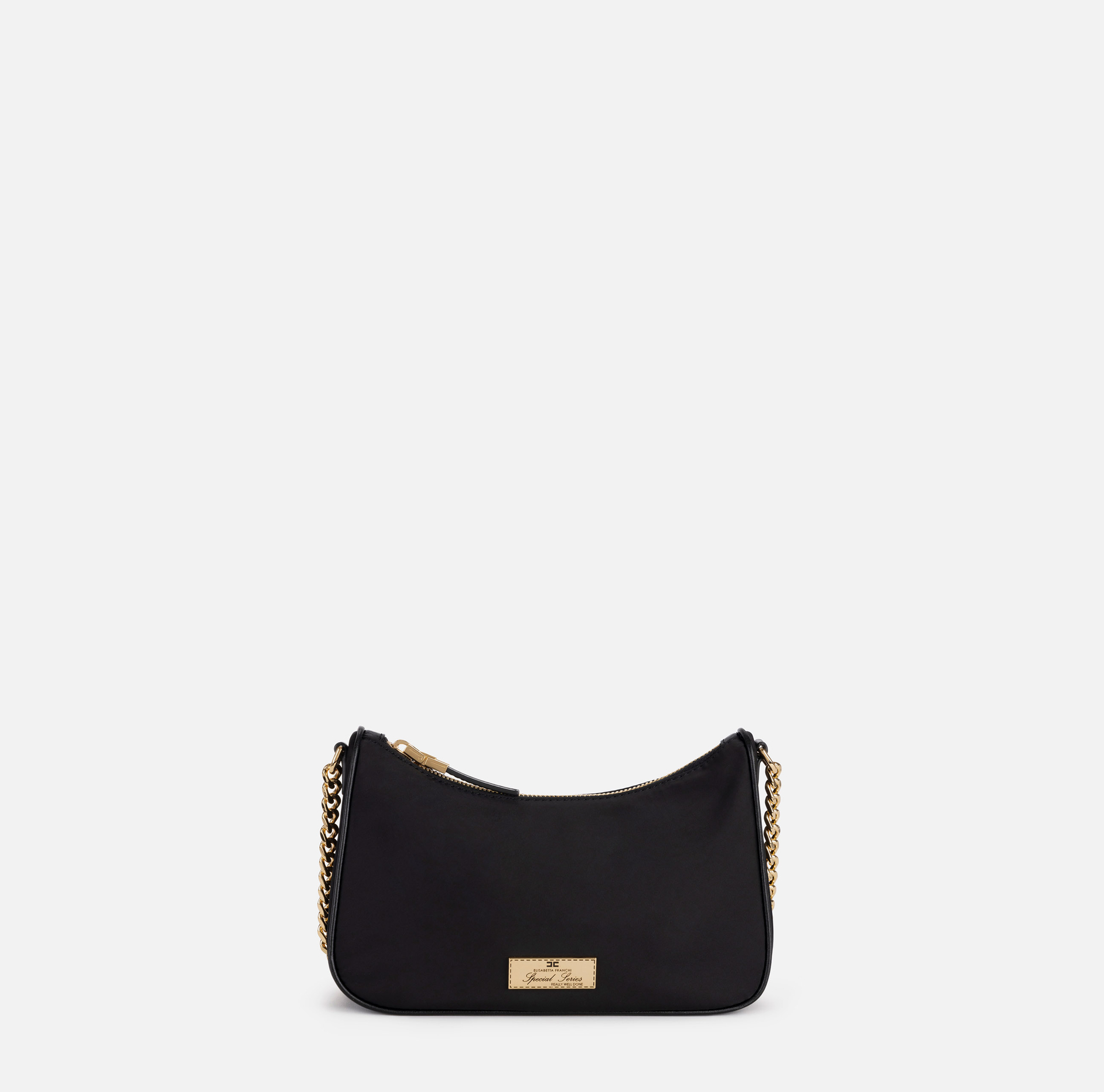 Bag with double shoulder strap and logo | Elisabetta Franchi® Outlet