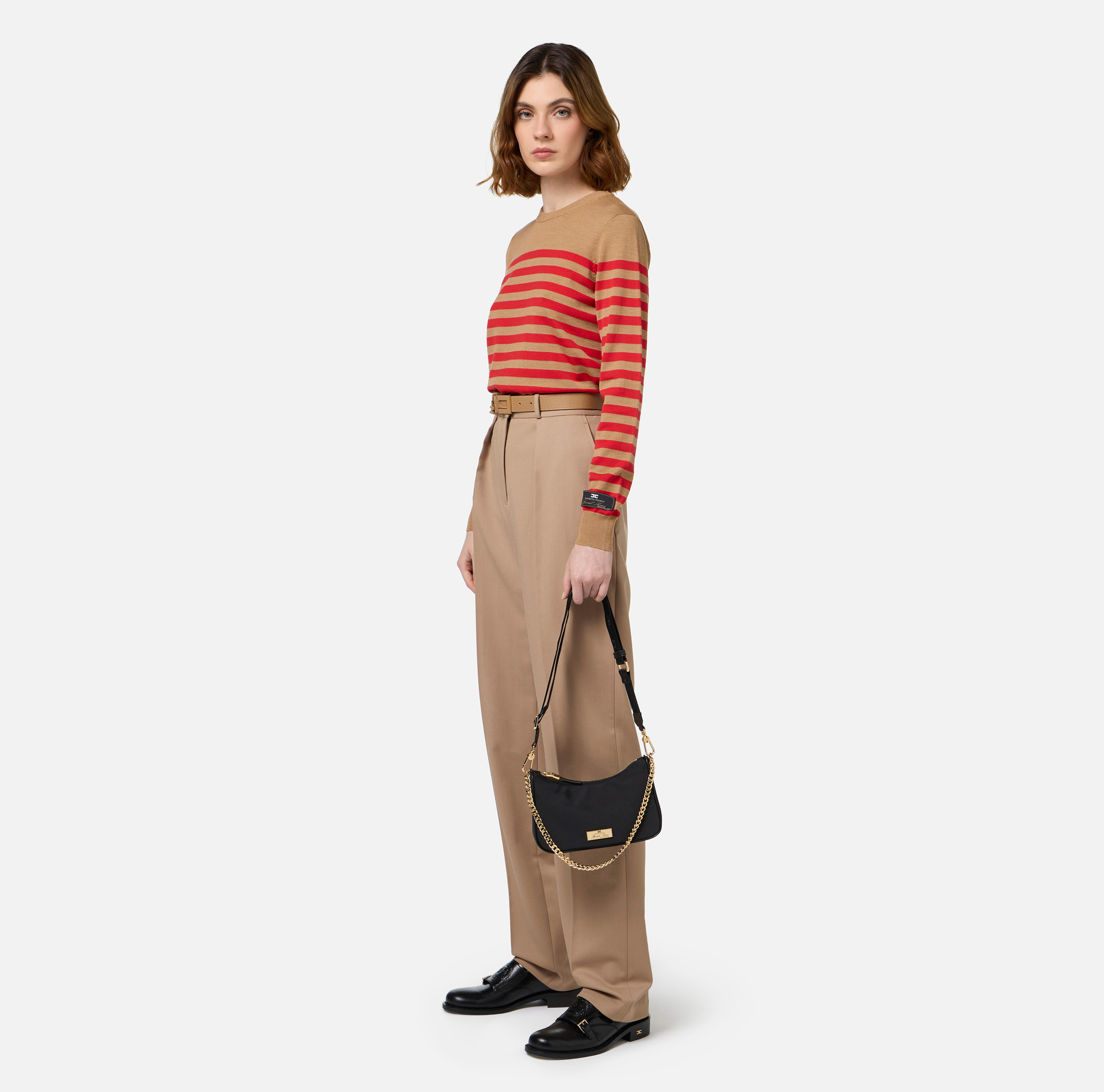 Bag with double shoulder strap and logo | Elisabetta Franchi® Outlet