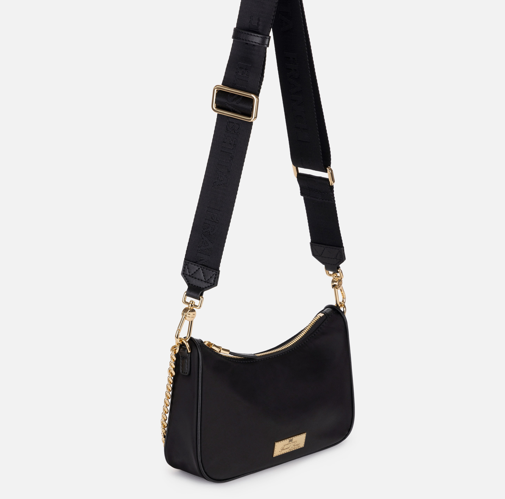 Bag with double shoulder strap and logo | Elisabetta Franchi® Outlet