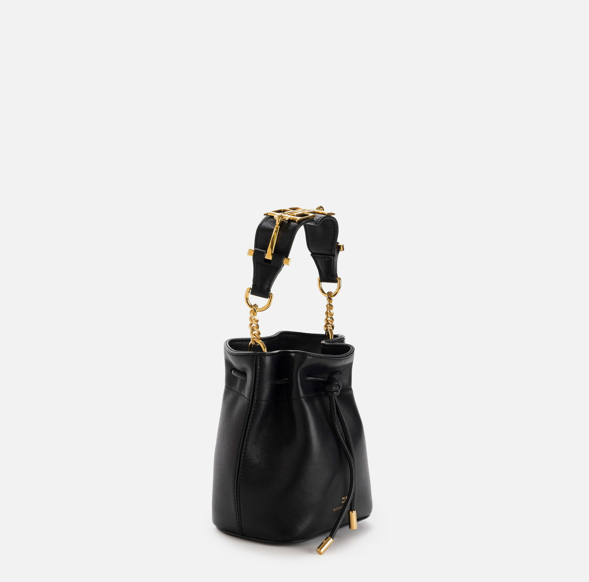 Leather bucket bag with metal horsebit - Elisabetta Franchi® Outlet