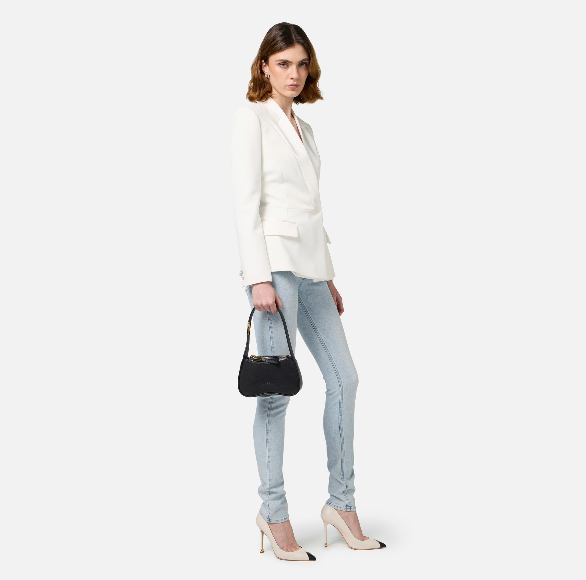 Mini hobo bag in shiny Nappa leather | Elisabetta Franchi® Outlet