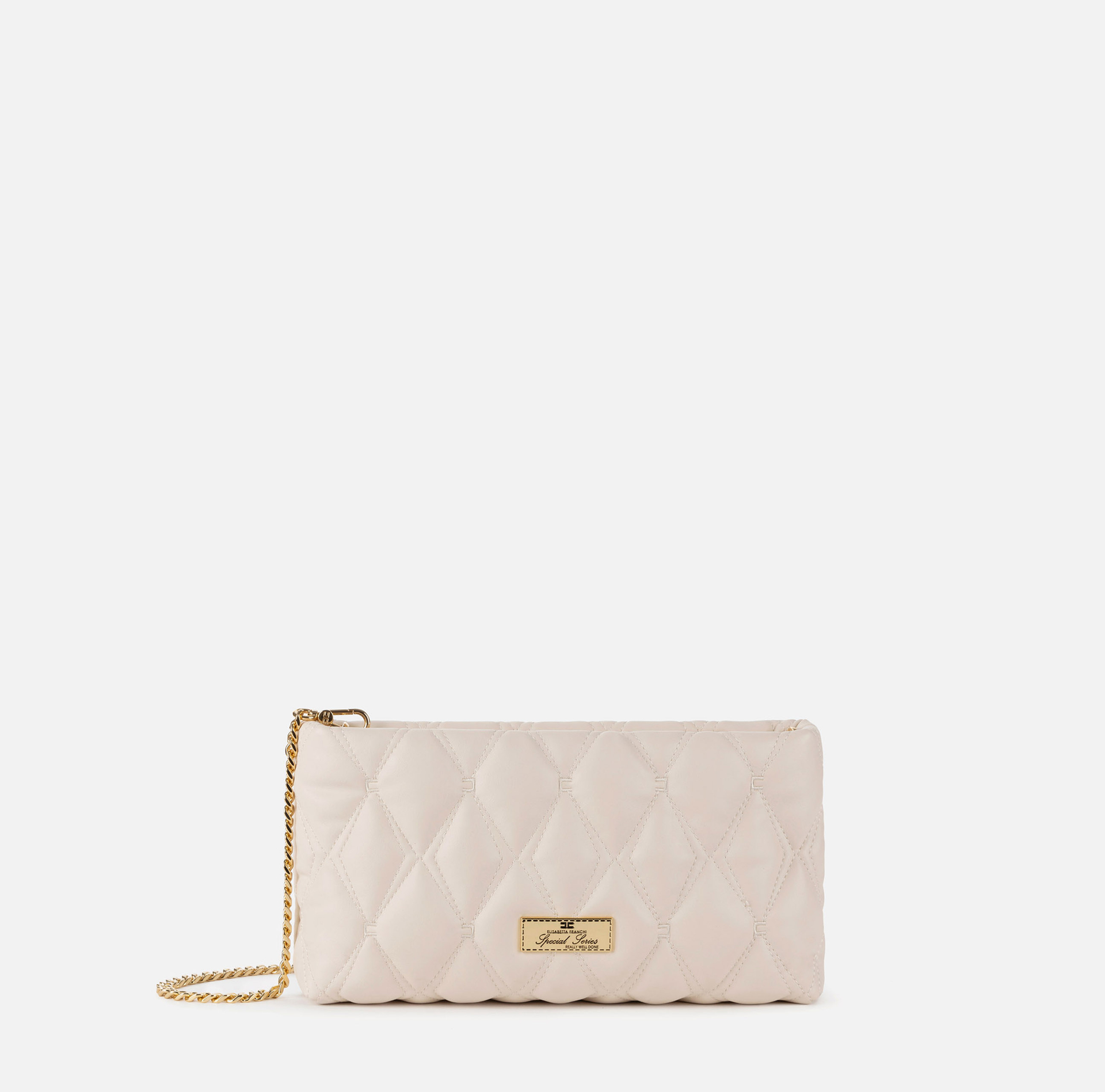 Bolso de mano de tejido en relieve con correa de cadena | Elisabetta Franchi® Outlet