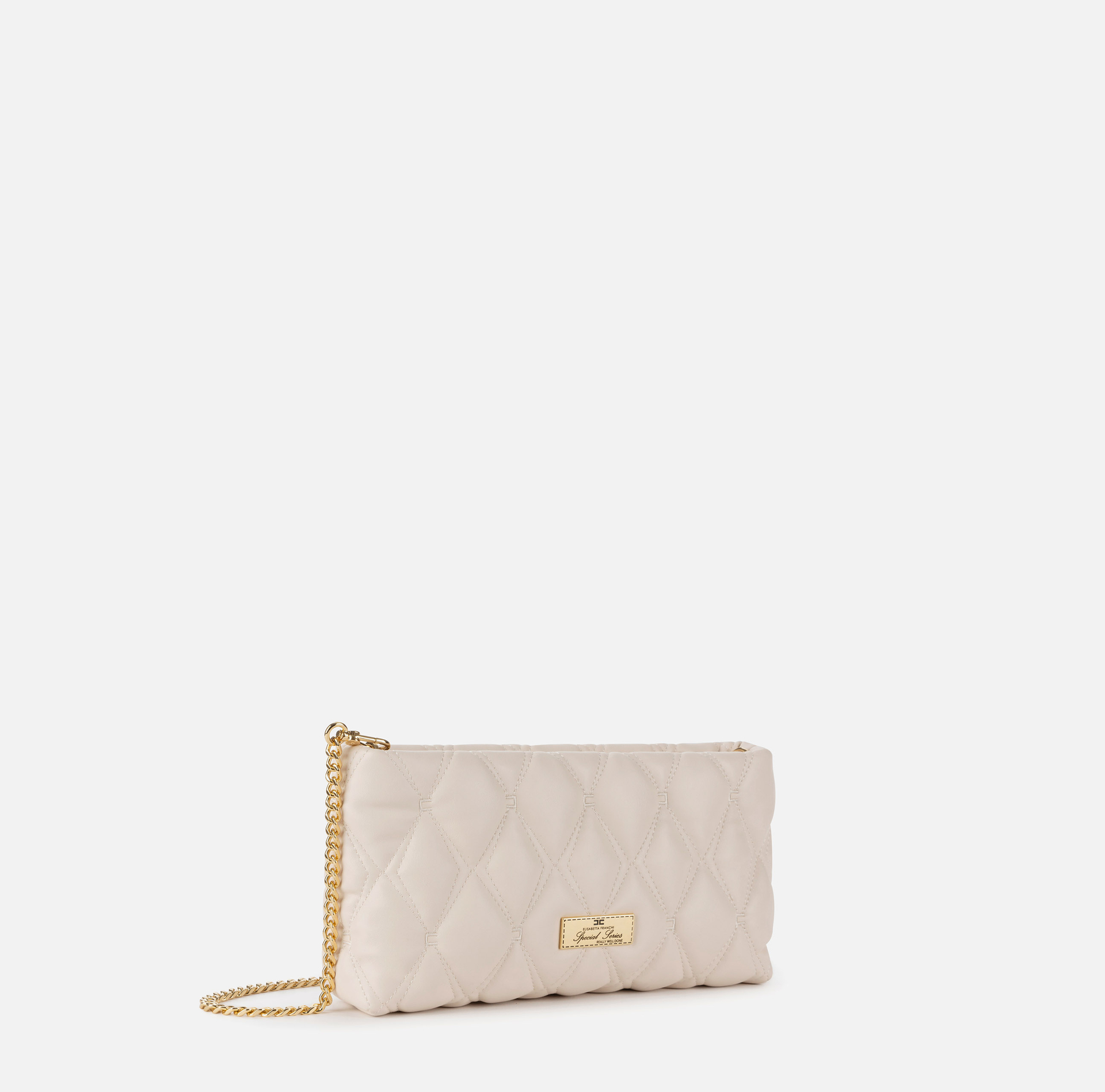 Bolso de mano de tejido en relieve con correa de cadena | Elisabetta Franchi® Outlet